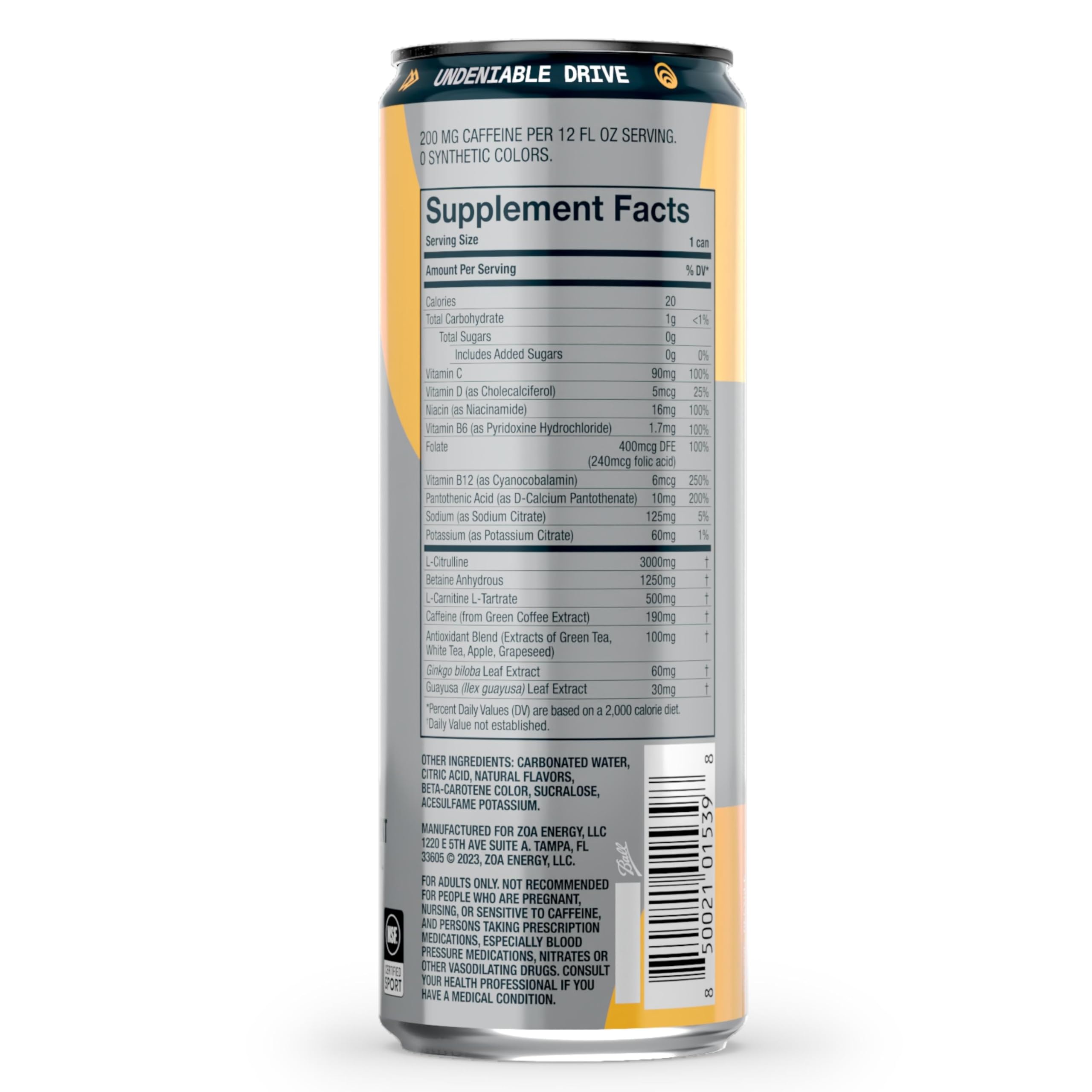 ZOA+ Pre-Workout Sugar-Free Energy Drink, Pineapple Passionfruit - Zero Sugar ZOA buy supplements canada