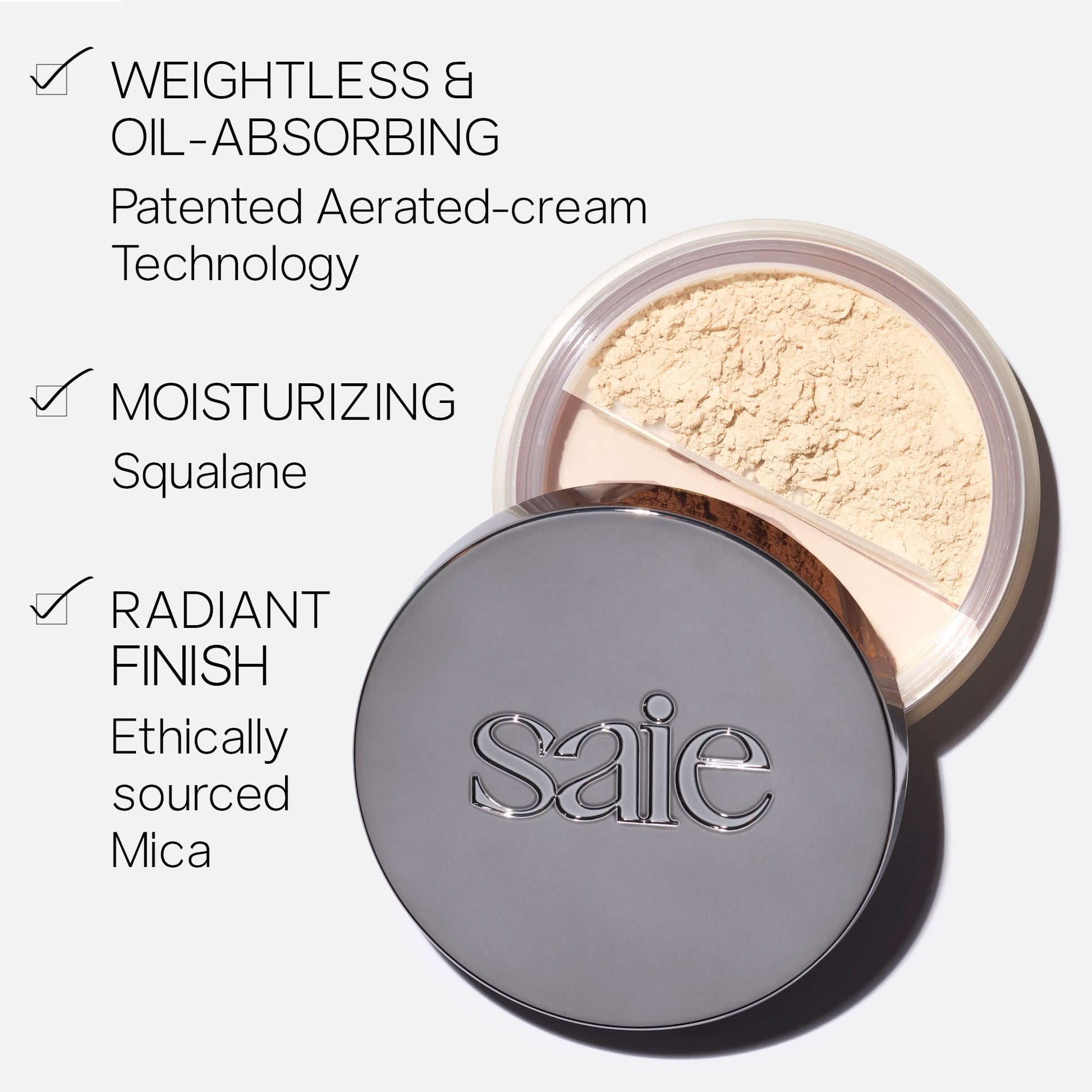 Saie Airset Radiant Loose Setting Powder - Weightless Face Powder to Set, Smooth + Diffuse Face Makeup - Formulated with Hydrating Squalane - Translucent (0.14 oz) Saie buy supplements canada