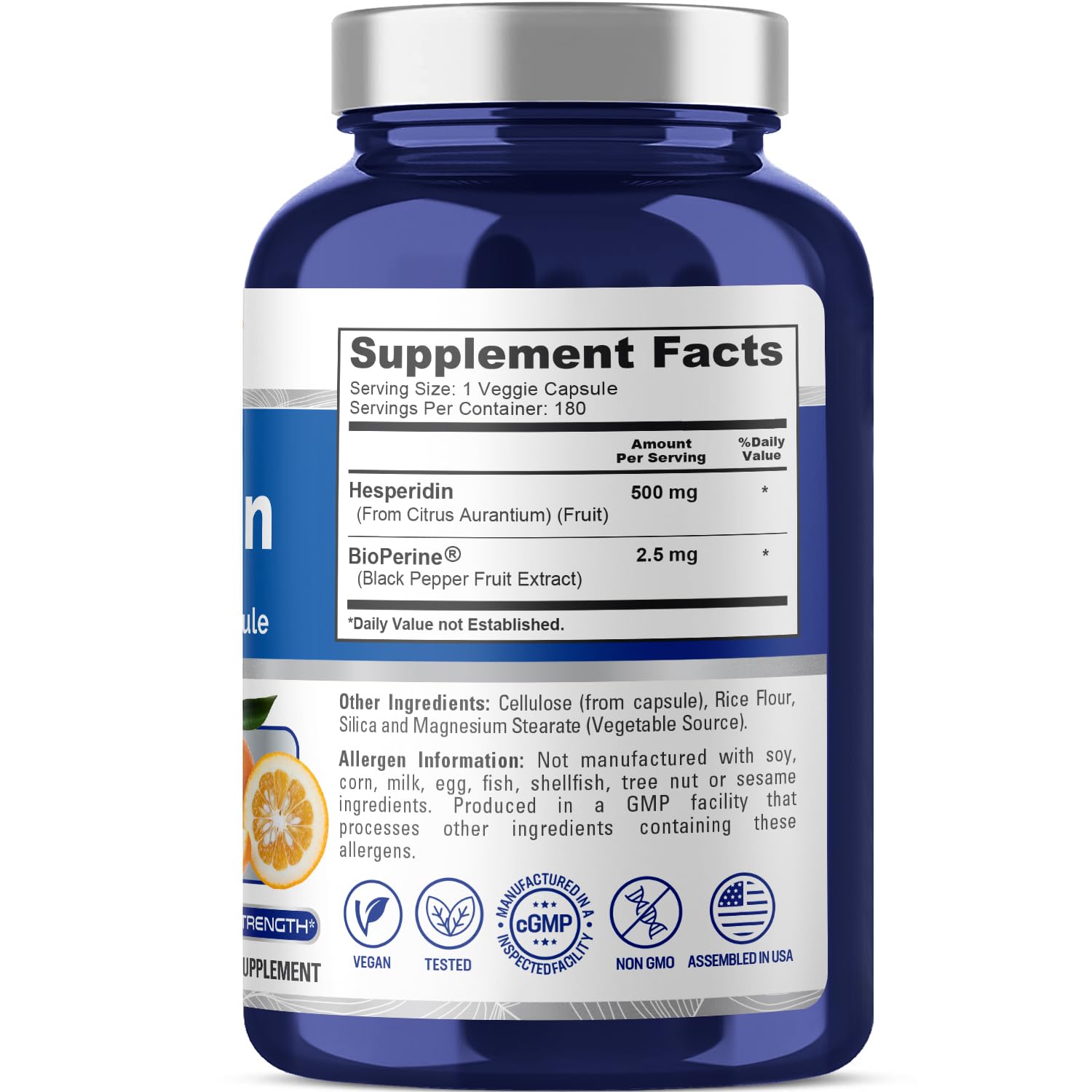 NusaPure Hesperidin 500 mg per Veggie Caps - 180 Capsules (BioPerine, High Absorption, Non-GMO) NusaPure buy supplements canada