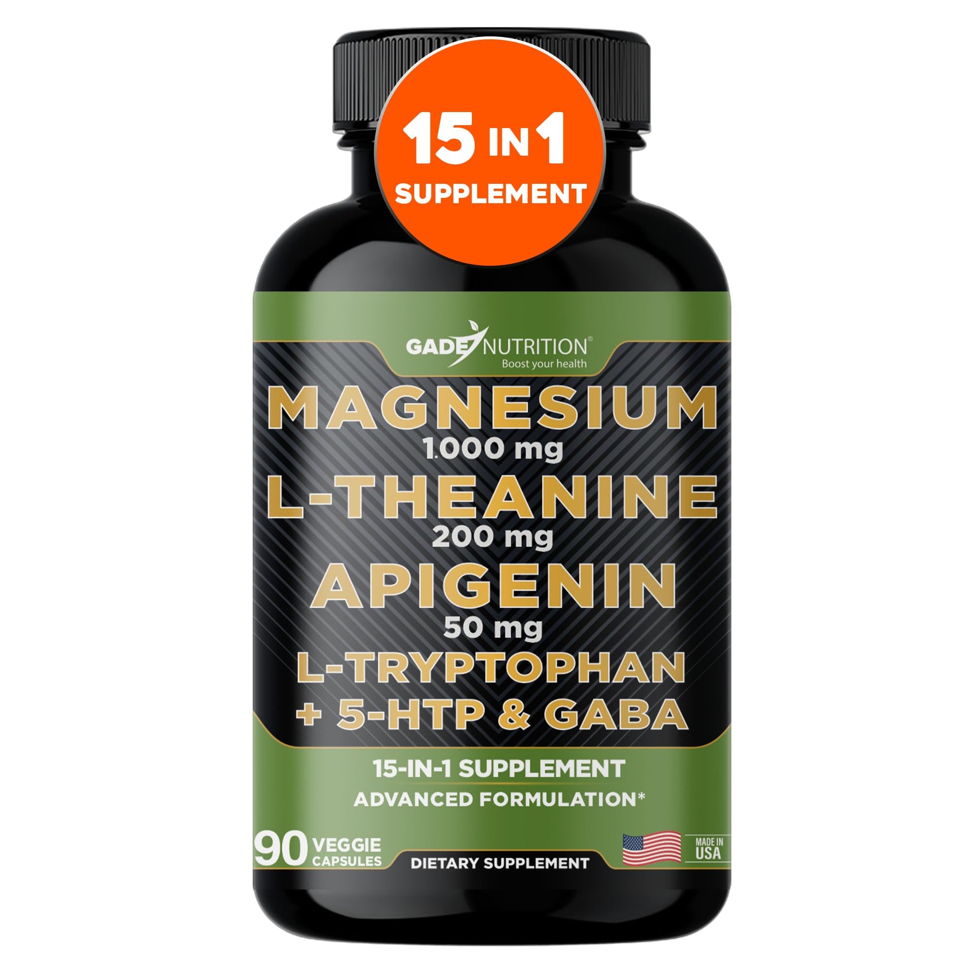 Gade Nutrition Magnesium Glycinate & Magneisum Supplements with Apigenin, L Theanine 200 mg, 5 HTP, GABA Calm Brain Booster Supplement Sleep Aid Ashwagandha L Tryptophan Chamomile GADE NUTRITION BOOST YOUR HEALTH buy supplements canada