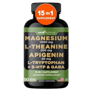 Gade Nutrition Magnesium Glycinate & Magneisum Supplements with Apigenin, L Theanine 200 mg, 5 HTP, GABA Calm Brain Booster Supplement Sleep Aid Ashwagandha L Tryptophan Chamomile GADE NUTRITION BOOST YOUR HEALTH buy supplements canada