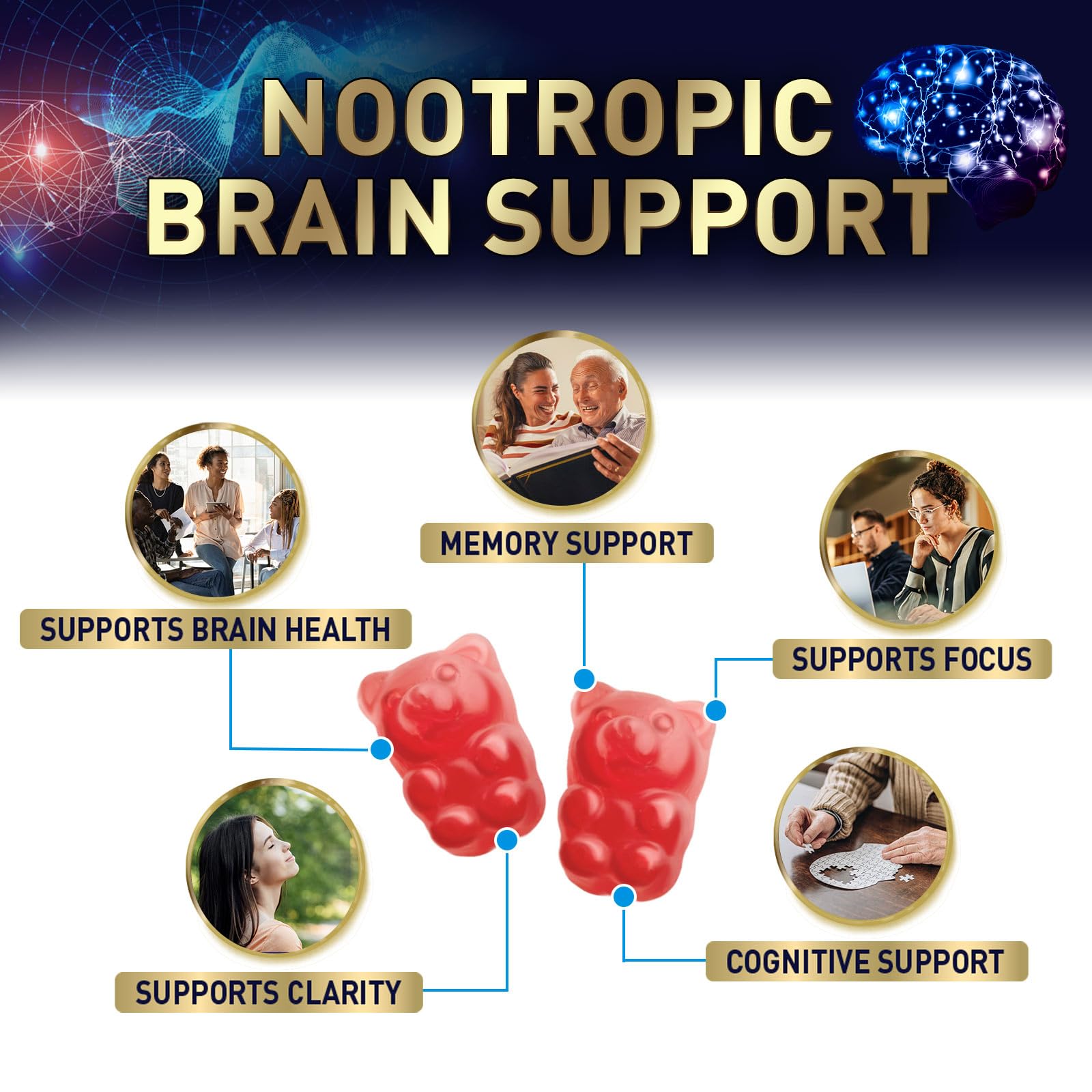Brain Supplements for Memory and Focus with Phosphatidylserine, Nootropic Memory Supplement Gummy for Brain Health, Concentration, Mental & Cognitive Support, Focus Vitamins with B6 & B12-60 Gummies Nature's Nutrition buy supplements canada