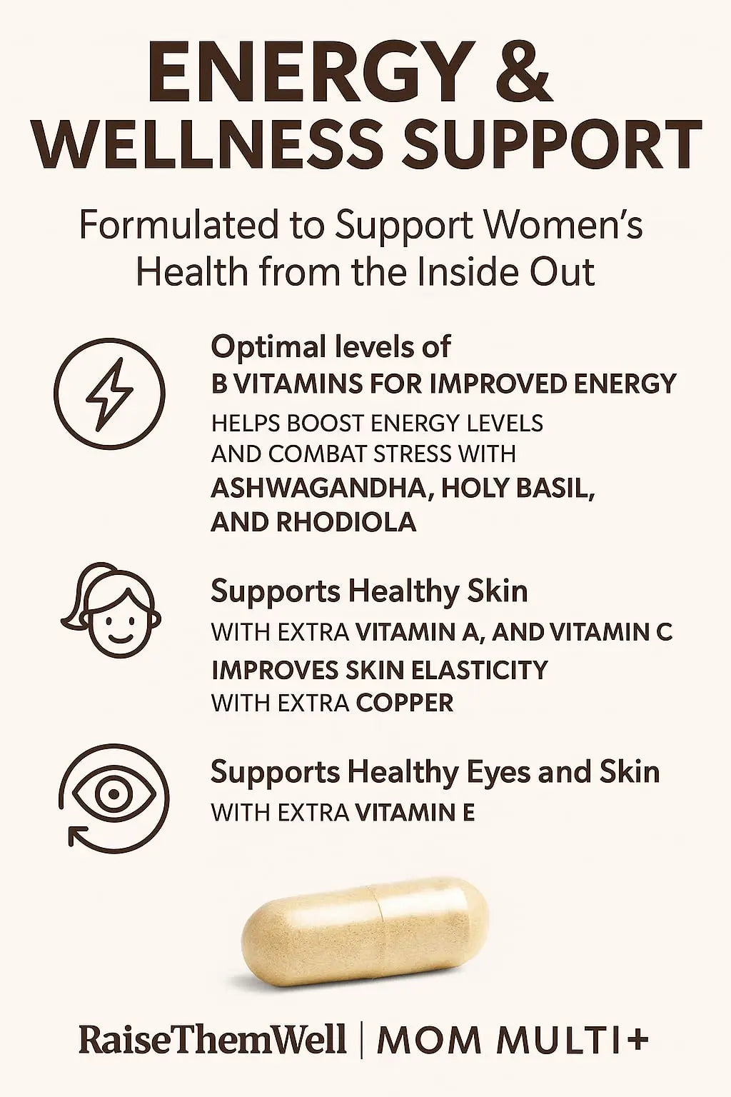 Raise Them Well Mom Multi+ Daily Multivitamin for Women with Active Folate, Adaptogens & Bacopa, Energy, Stress & Cognitive Support, 120 Veggie Capsules Raise Them Well buy supplements canada