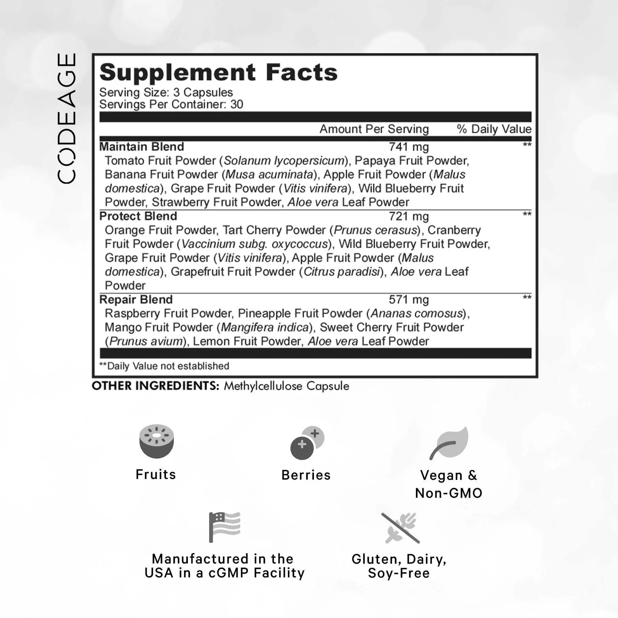 Codeage Instantfood Fast Fruits, Over 15 Fruits Powders Equivalent All-in-One, Vegan Daily Whole Food Vitamins - Berries, Antioxidant Polyphenols Codeage buy supplements canada