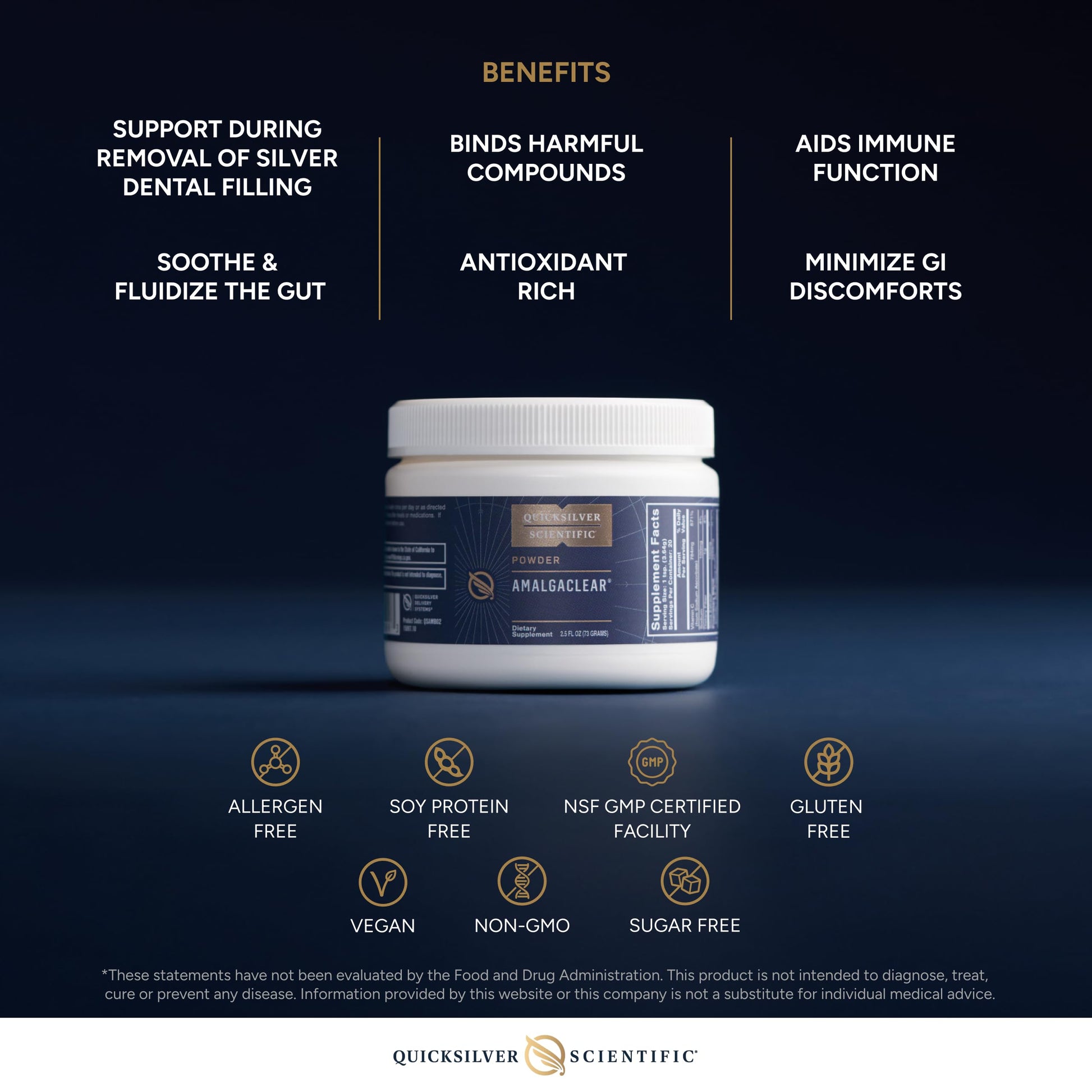 Quicksilver Scientific AmalgaClear - Detox Support with Modified Citrus Pectin & Silica Extract (73g) Quicksilver Scientific buy supplements canada