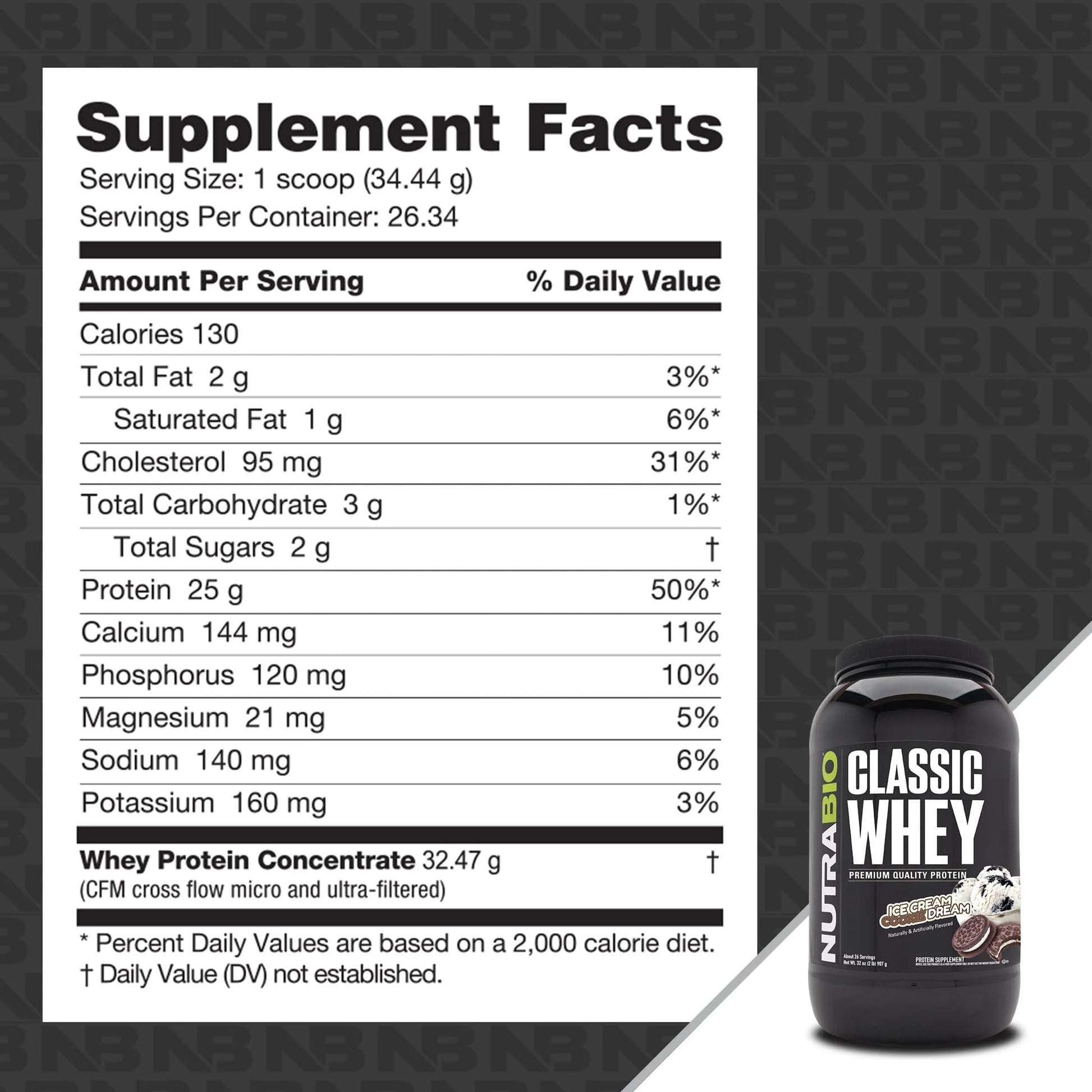 NutraBio Classic Whey Protein Powder- 25G of Protein Per Scoop - Ice Cream Cookie NutraBio buy supplements canada