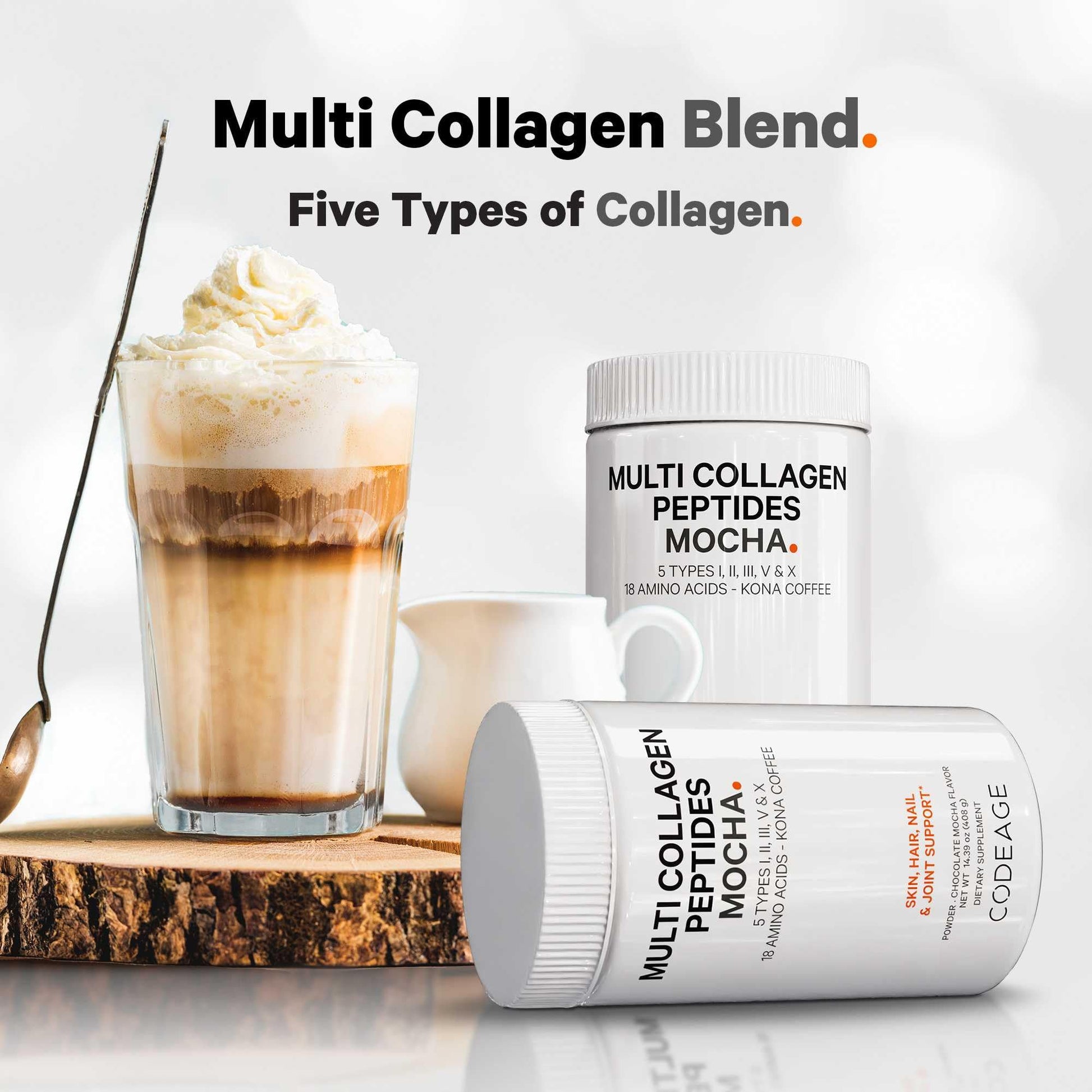 Codeage Multi Collagen Peptides Protein Powder - Chocolate Mocha Instant Coffee - Gourmet Knoa Coffee Drink & Shake - Collagen Type I, II, III, V & X - Grass-Fed, Hydrolyzed, Non-GMO - 14.39oz Codeage buy supplements canada