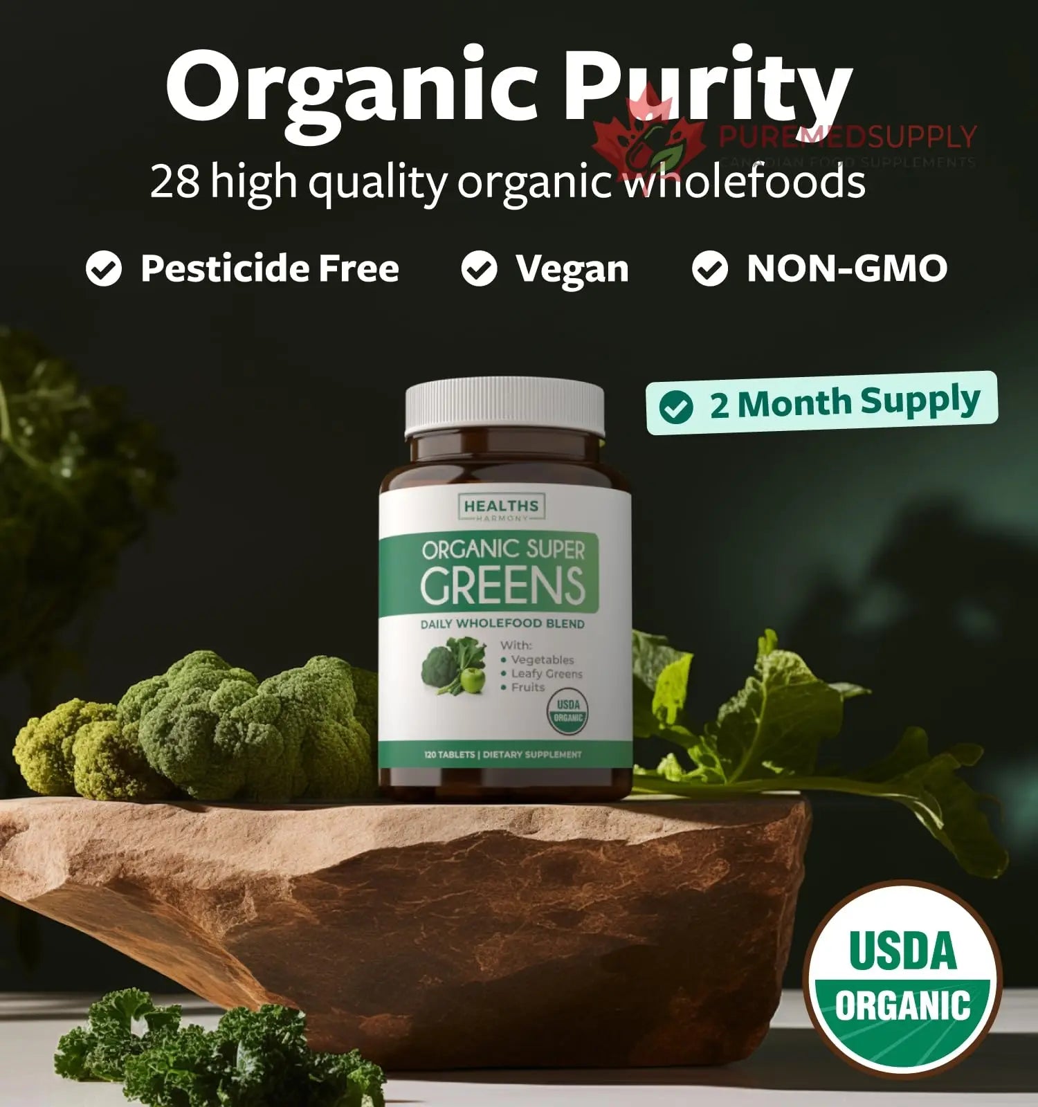 Super Greens & Antioxidants (2-Month Supply) Antioxidant Power Greens Bundle of Organic Super Greens Powder - Complete Superfood (120 Capsules) & Super Antioxidants - Powerful Superfood (120 Capsules) Healths Harmony buy supplements canada