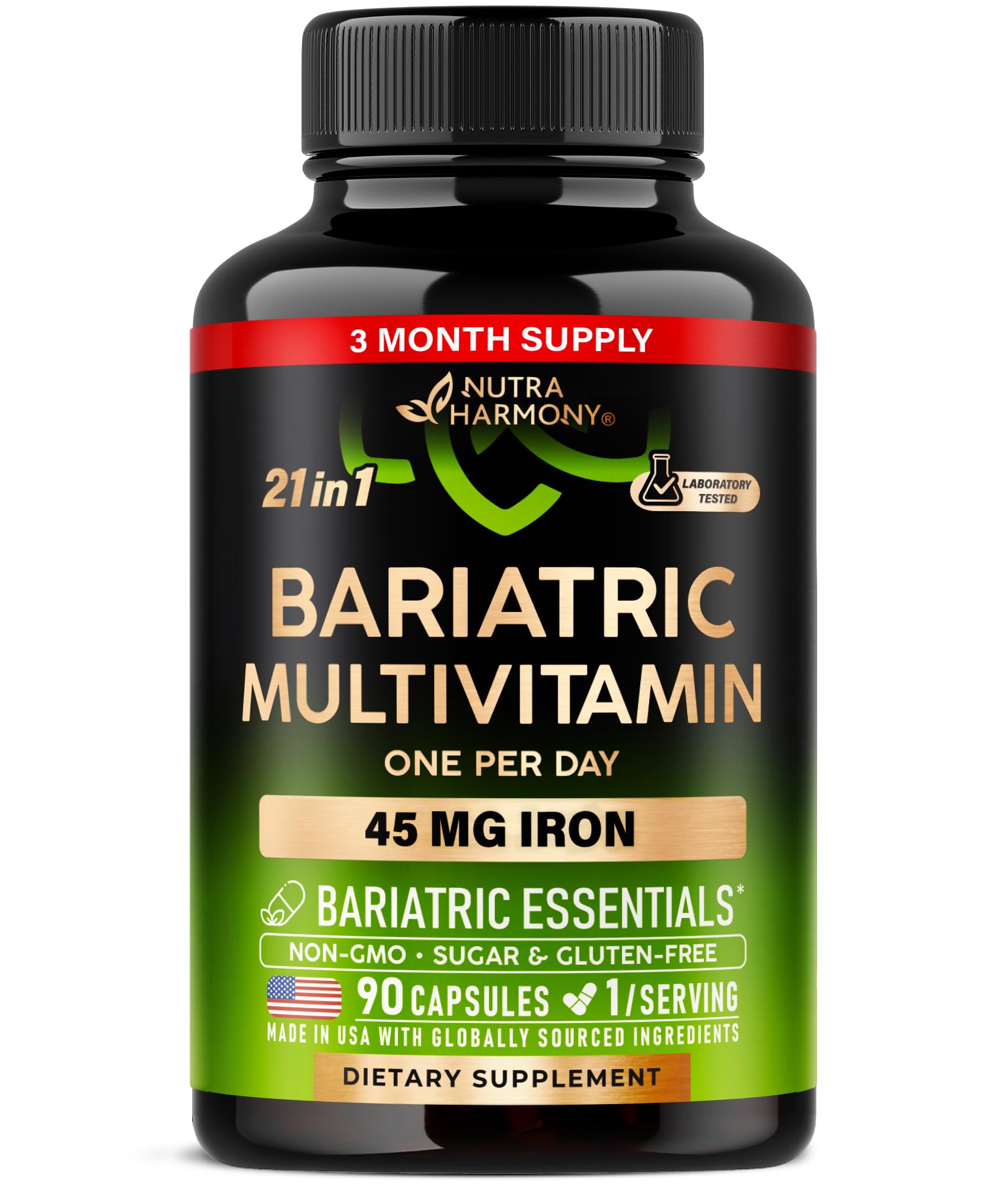 Bariatric Multivitamin - 45 mg Iron Supplements - Made in USA - for Women & Men - All-in-One, 21 Essential Vitamins - Gastric Sleeve Support NUTRAHARMONY buy supplements canada