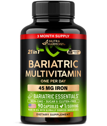 Bariatric Multivitamin - 45 mg Iron Supplements - Made in USA - for Women & Men - All-in-One, 21 Essential Vitamins - Gastric Sleeve Support NUTRAHARMONY buy supplements canada