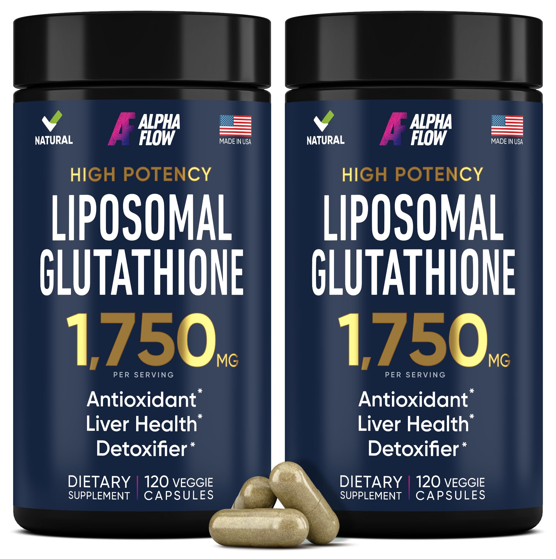 Alpha Flow (2 Pack) Liposomal Glutathione 1100mg – High Absorption Glutathione Supplement with Vitamin C, ALA & Phospholipid Complex – Liver Function, Skin & Immune Support – 240 Vegan Capsules Alpha Flow buy supplements canada