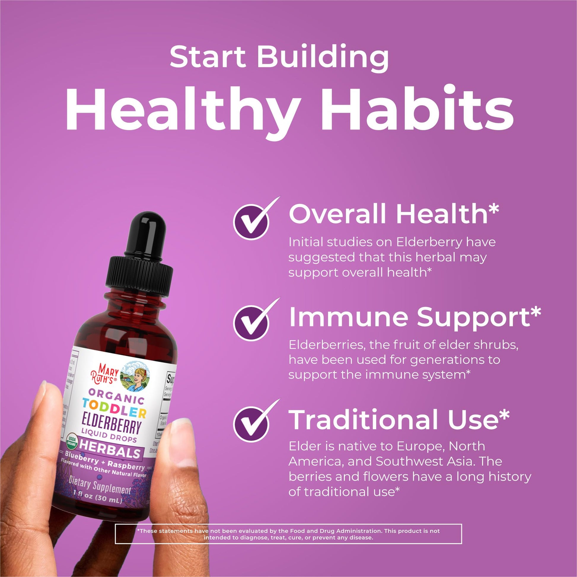 MaryRuth Organics Toddler Elderberry Syrup, USDA Organic Elderberry, Sugar Free Kids Immune Support Supplement for Ages 1-3 Years, Clean Label Project Verified®, Vegan, Non-GMO, Gluten Free, 1 Fl Oz MARYRUTH'S buy supplements canada