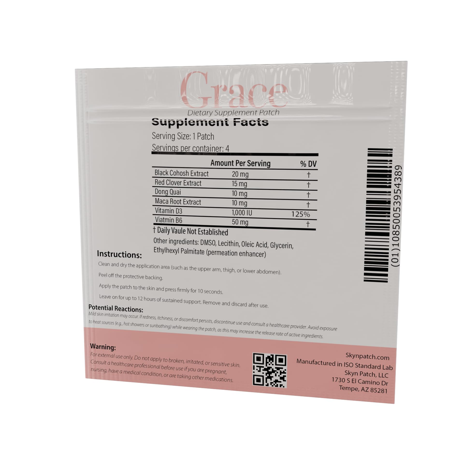 Skyn Patch Grace Transdermal Wellness Patch – Plant Based Daily Adaptogens & Nutrient Support | Transdermal Patch Delivery | 4-Night Pack Skyn Patch buy supplements canada