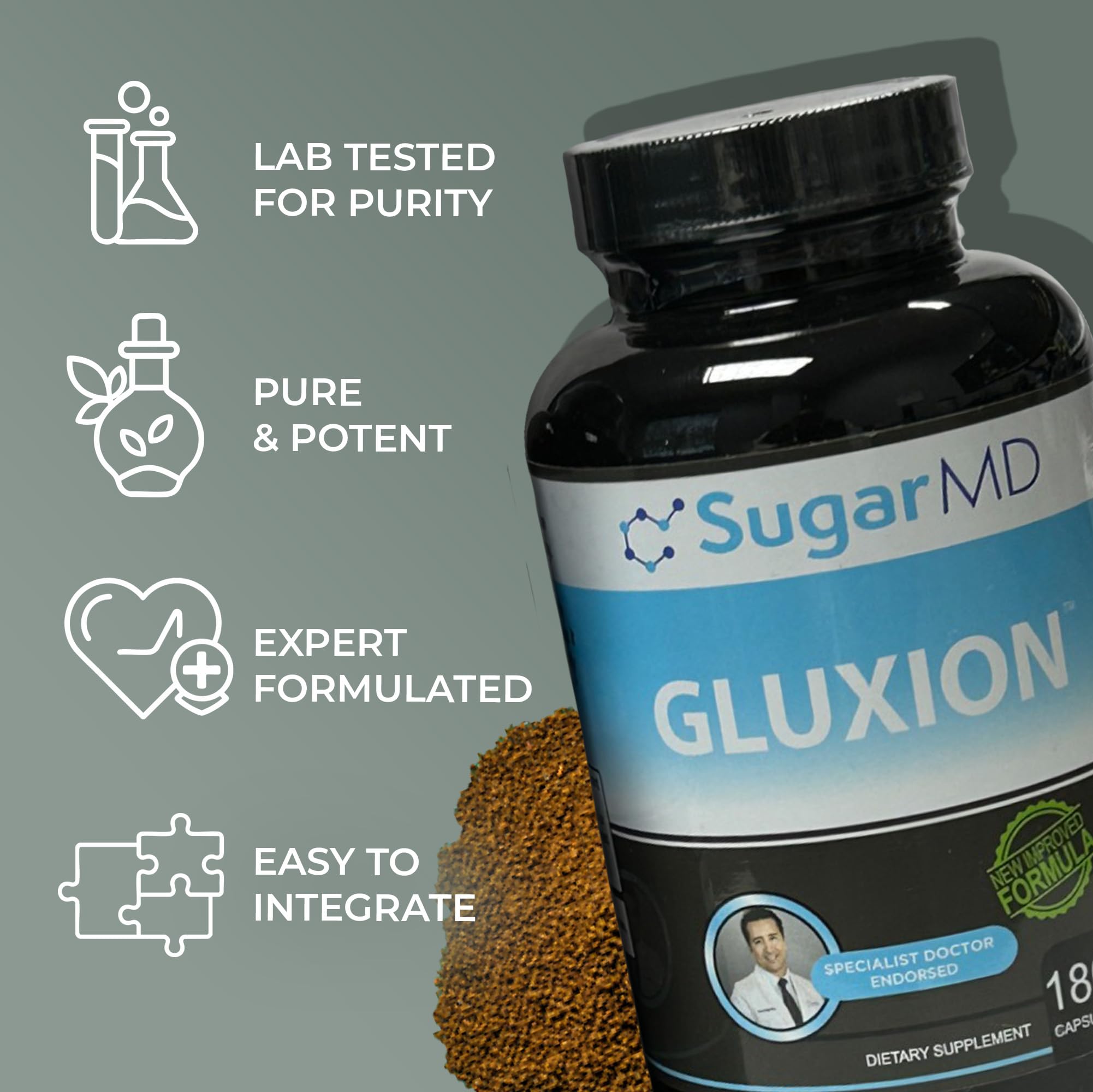 SugarMD GLUXION 3X Strength Formula | Advanced Botanical & Nutrient Blend for Spike Control| Vegan, Non-GMO, 180 Capsules SugarMD buy supplements canada