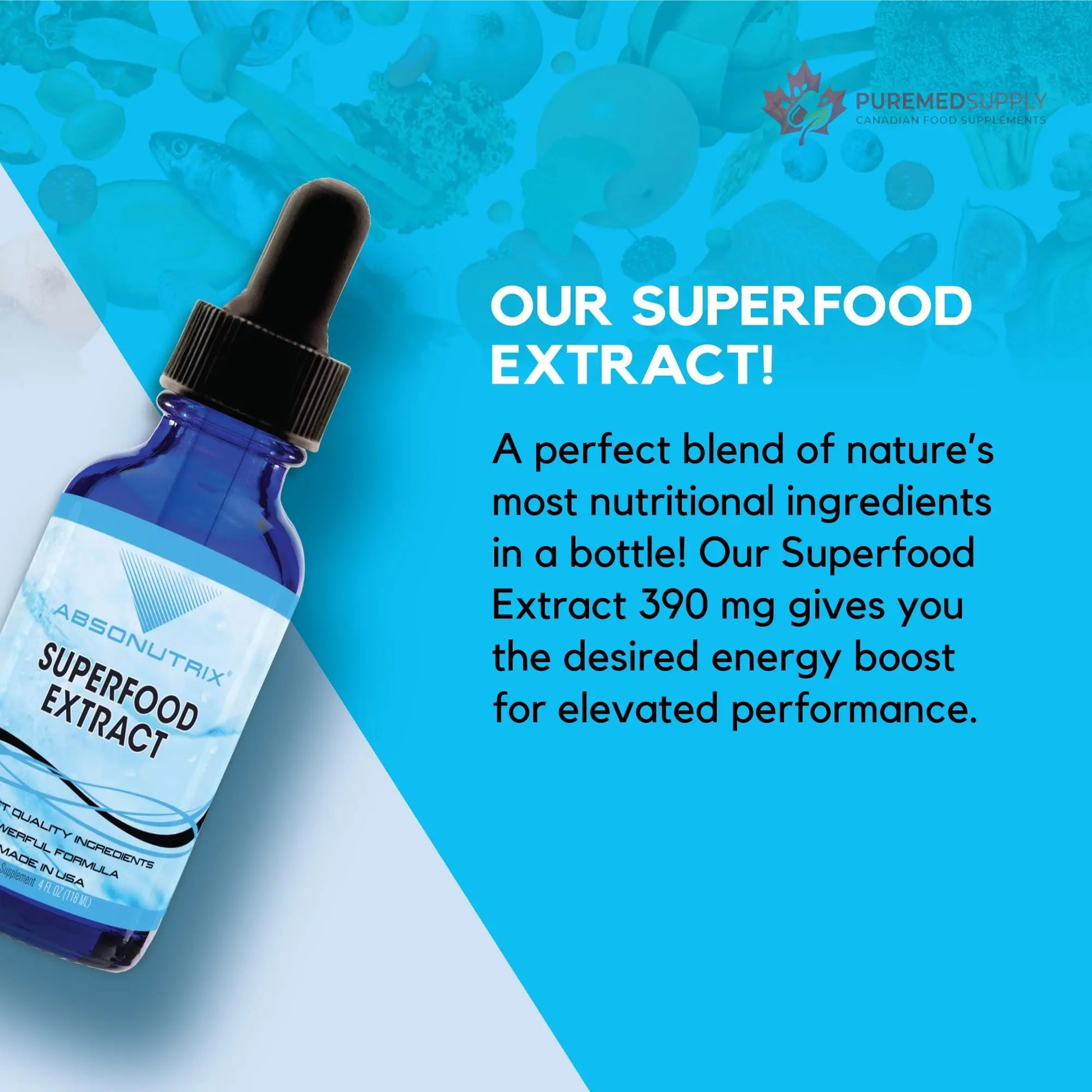 Absonutrix Superfood Extract 390 mg, 4 Oz Liquid, 302 Servings, Made in USA, Quick Absorption, Quality Potent Ingredients, Non-GMO, GMP Certified, Cruelty-Free Products Absonutrix buy supplements canada