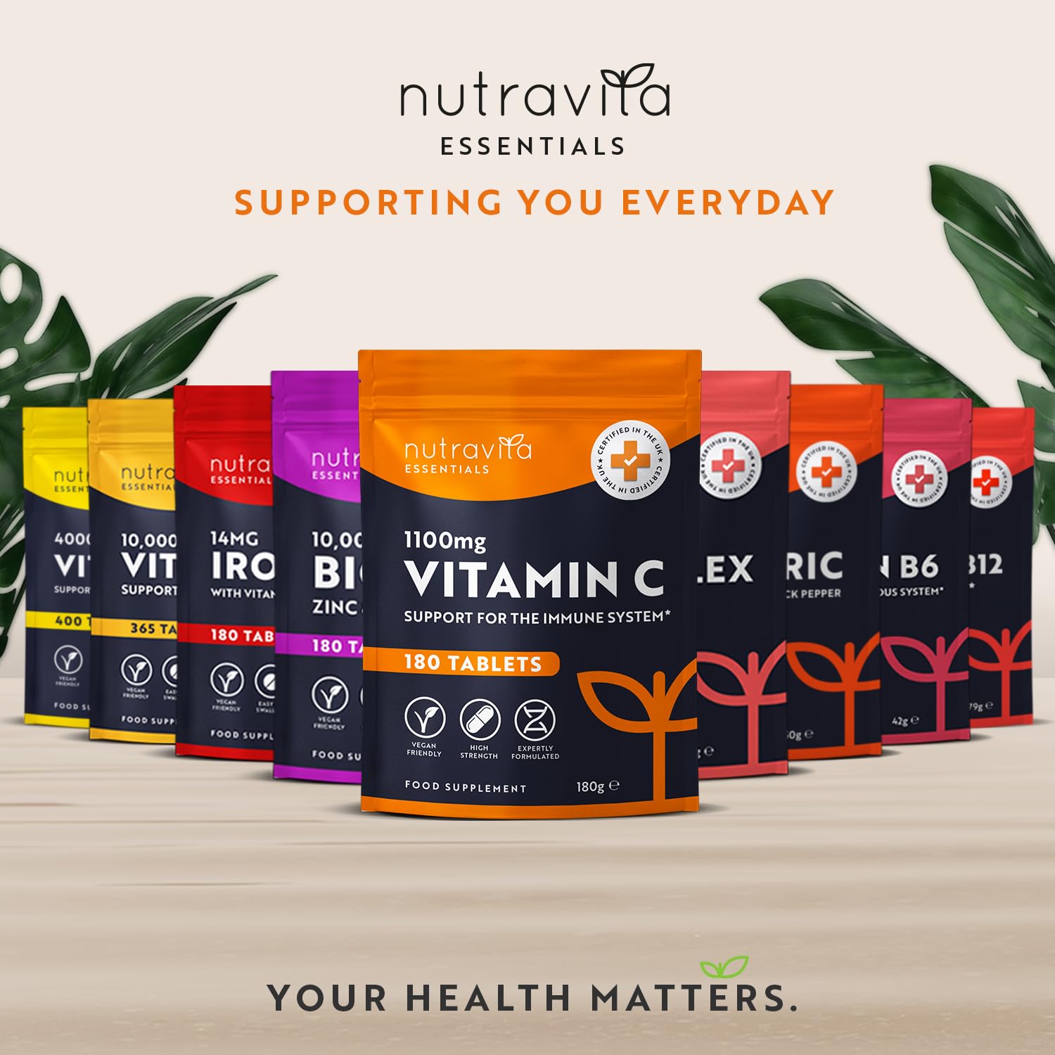 Vitamin C Tablets 1100mg – 180 Premium Vegan and Vegetarian Tablets – 3 Month Supply Nutravita buy supplements canada