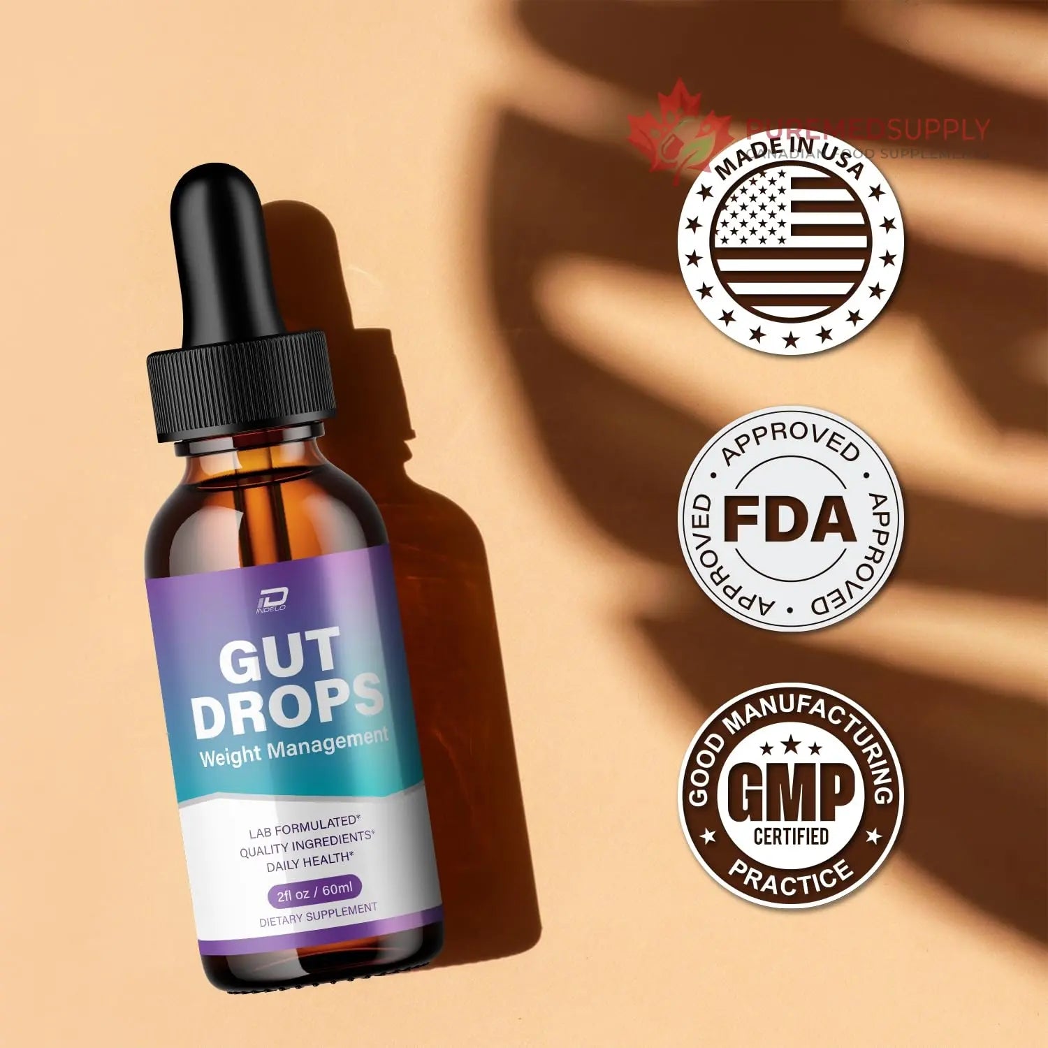 Indelo Gut Drops Healthy Formula – GutDrops All Natural Healthy Levels - Extra Strength Liquid, Reviews (1 Pack – 1 Month Supply) Indelo buy supplements canada