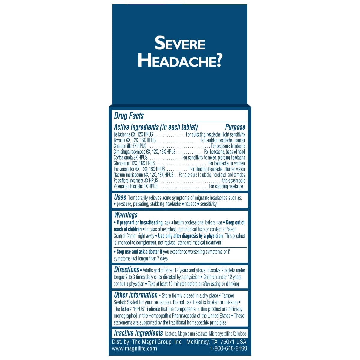 MagniLife Migraine Relief, Non-Habit Forming, 90 Homeopathic Tablets, Migraine Medicine for Light & Sound Sensitivity, Nausea, Blurred Vision & Pressure, Quick-Dissolve Headache Pain Relief MagniLife buy supplements canada
