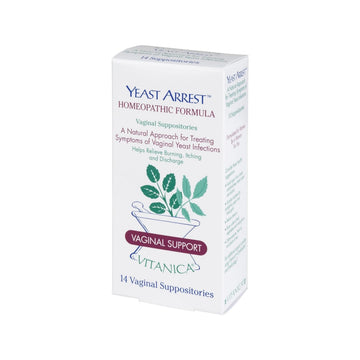 Vitanica Yeast Arrest, Homeopathic Vaginal Suppositories, for Yeast Infection Symptoms, Relieves Burning, Itching & Discharge, with Boric Acid, Tea Tree Oil & Probiotics, Vegan (Pro Logo, 14ct) Vitanica buy supplements canada