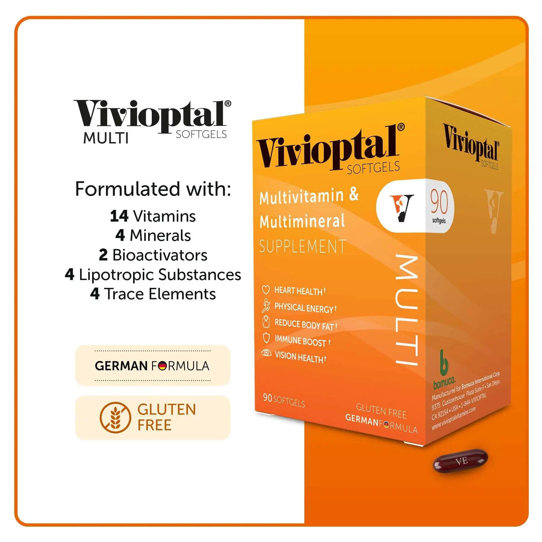 Vivioptal Multi, 90 Softgels (1 Year Supply), Multivitamin & Multimineral, Gluten Free, German Formula Vivioptal Vitamins buy supplements canada