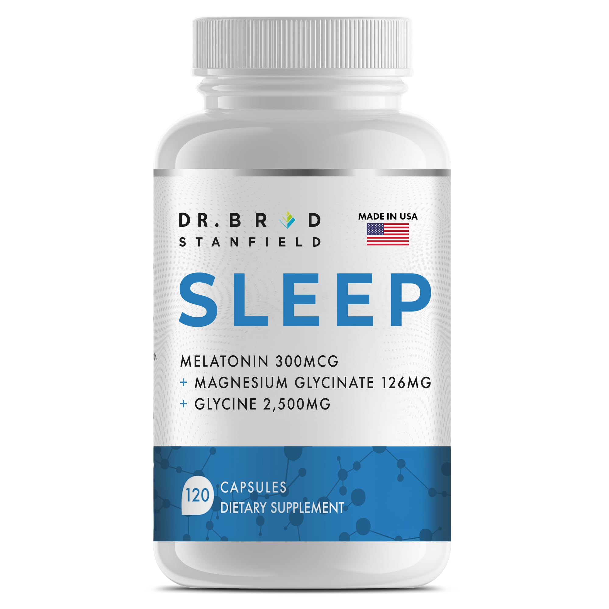 Dr Brad Stanfield Melatonin 300mcg + Magnesium Glycinate 126mg + Glycine 2,500mg for Sleep (120 Count, 30 Servings) Dr Brad Stanfield buy supplements canada