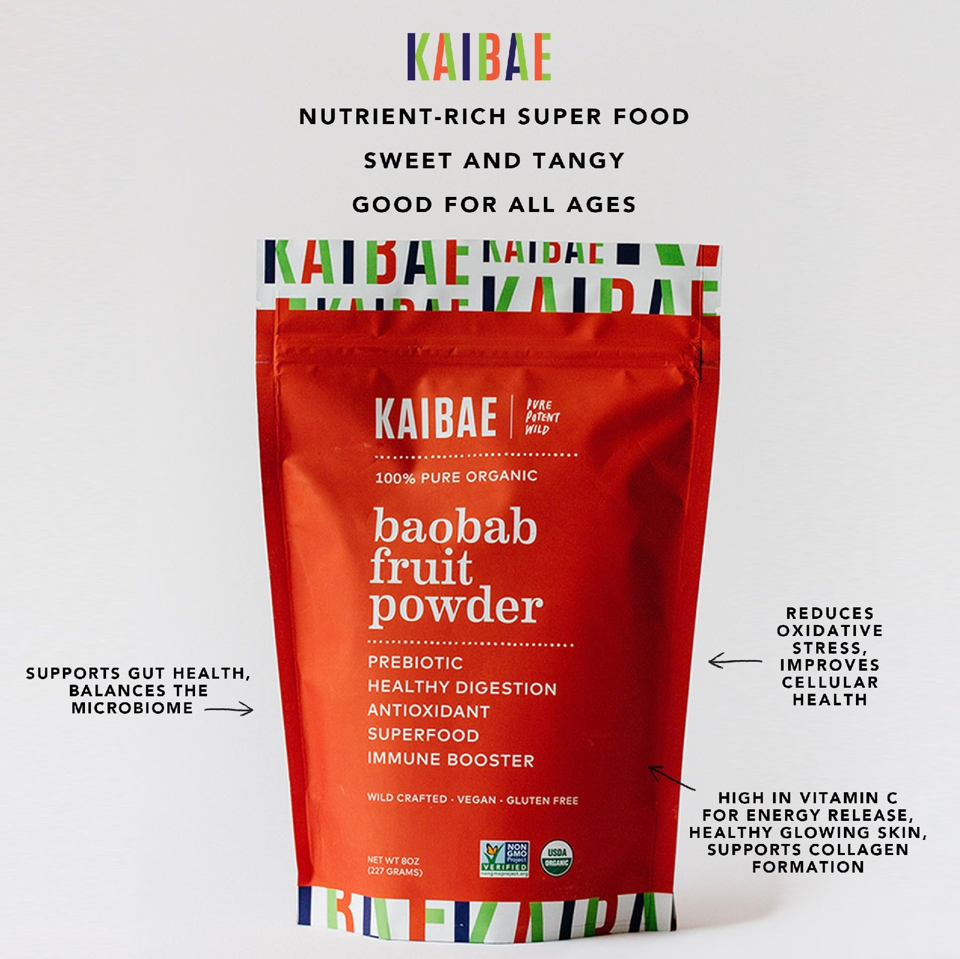 KAIBAE Premium Organic Baobab Powder | Prebiotic Fiber Superfood for Gut & Metabolic Health | Vitamin C + Polyphenols | Gluten-Free, Non-GMO, Vegan | 8 oz. KAIBAE buy supplements canada