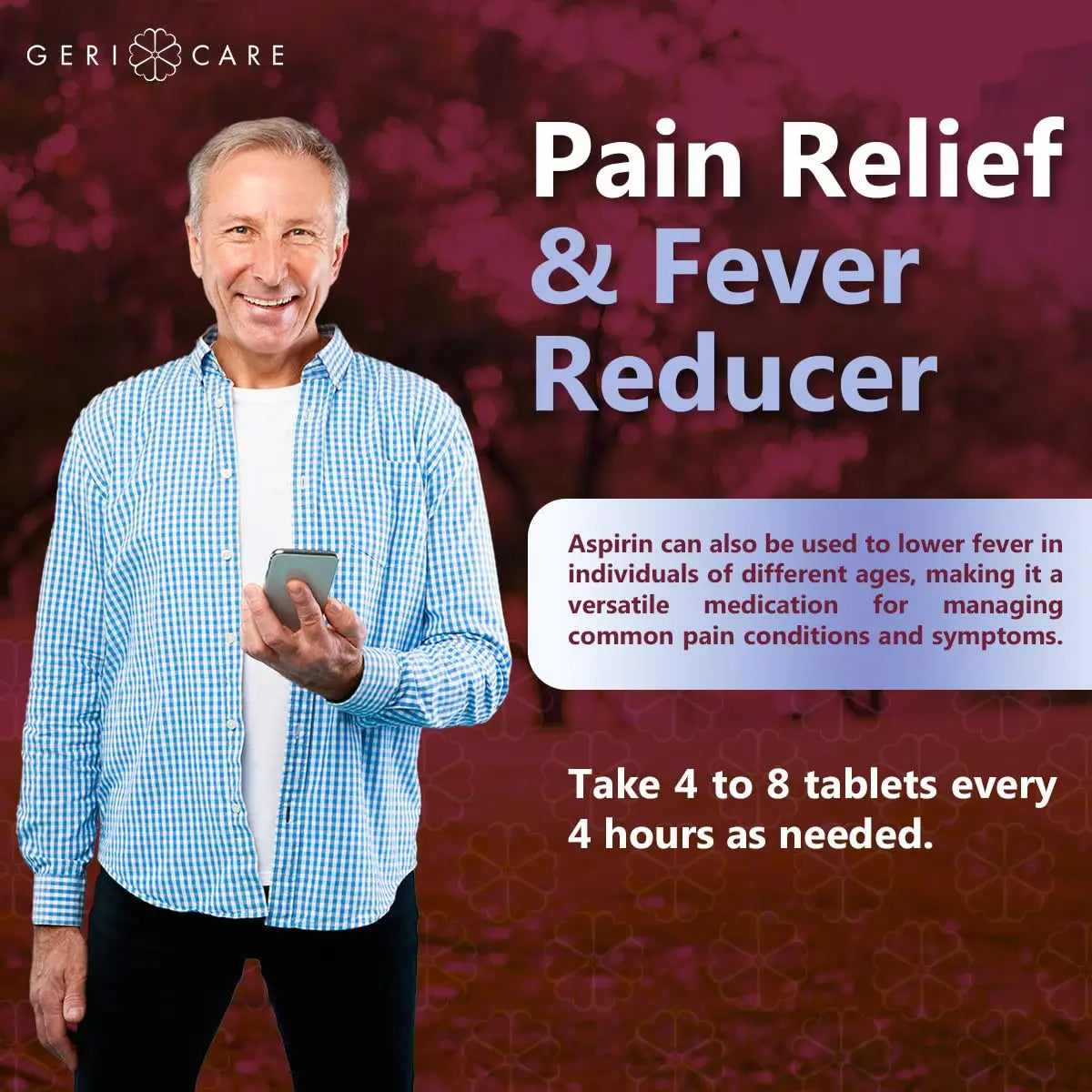 GeriCare Aspirin 81mg Adult Low Dose, Pain Reliever - Enteric Coated Tablets for Enhanced Absorption and Gentle Digestion – Supports Blood Flow, Reduces Inflammation, 300 Count (Pack of 1) GeriCare buy supplements canada