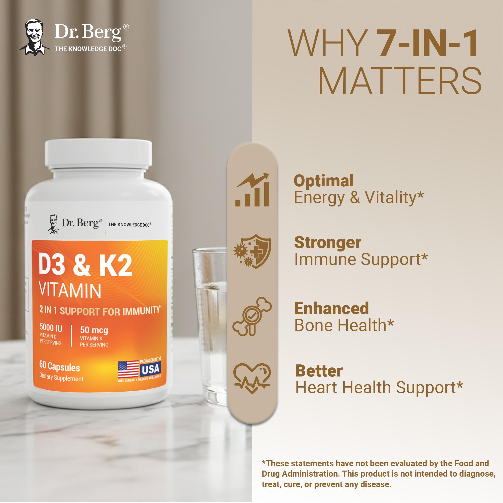 Dr. Berg Maximum Strength 2-in-1 Vitamin D3 K2 5,000 IU | Naturally Derived D3 | 4X Lab-Tested & Verified | High Absorption Formula Dr. Berg Nutritionals buy supplements canada