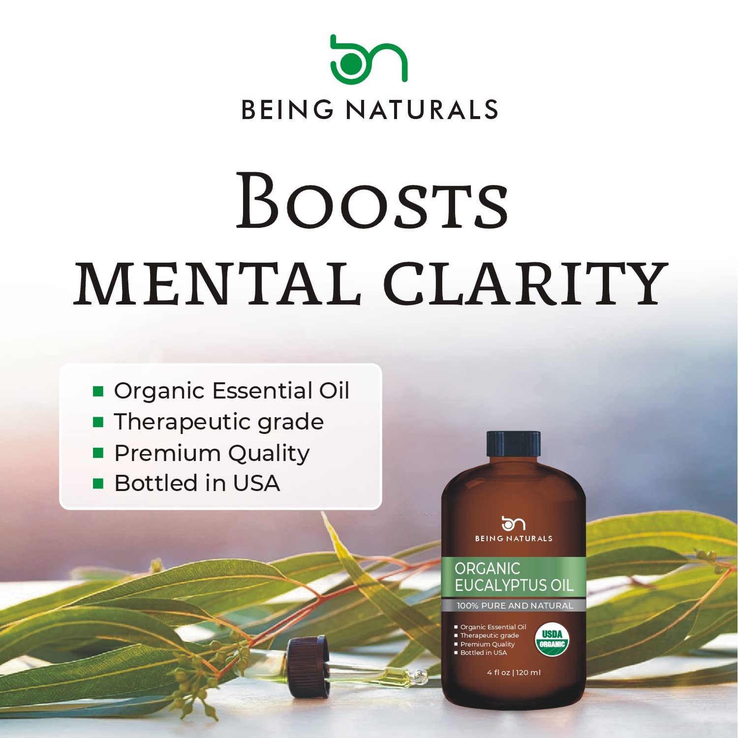 Organic Eucalyptus Essential Oil - Huge 4 FL OZ - 100% Pure & Natural – Premium Natural Oil Being Naturals buy supplements canada