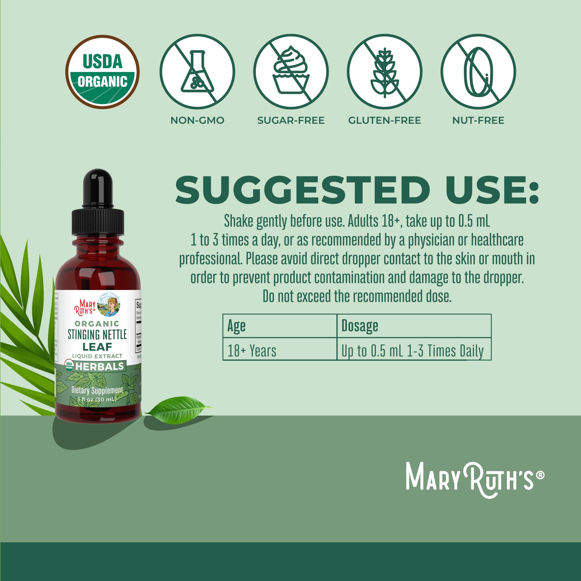 MaryRuth Organics Stinging Nettle Leaf Extract | Detox Supplement Herbal Drops | USDA Organic | Vegan | Non-GMO | Gluten Free | 1 Fluid Oz MARYRUTH'S buy supplements canada