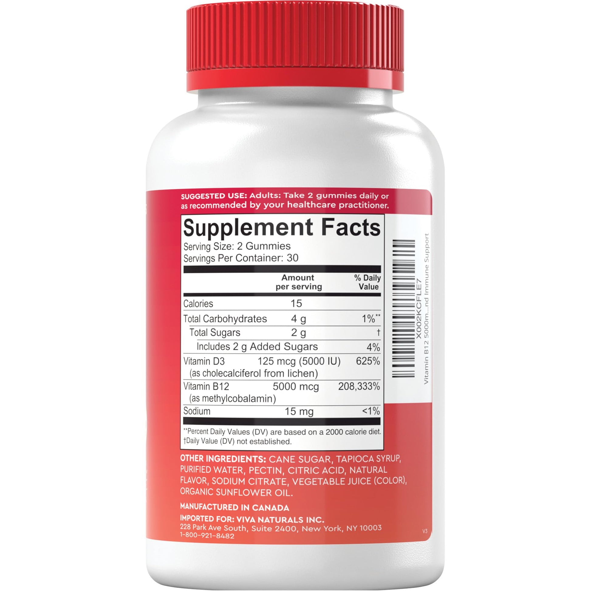 Viva Naturals Plant-Based B12 Gummies with Vitamin D3 - Chewable 5000mcg B12 Viva Naturals buy supplements canada