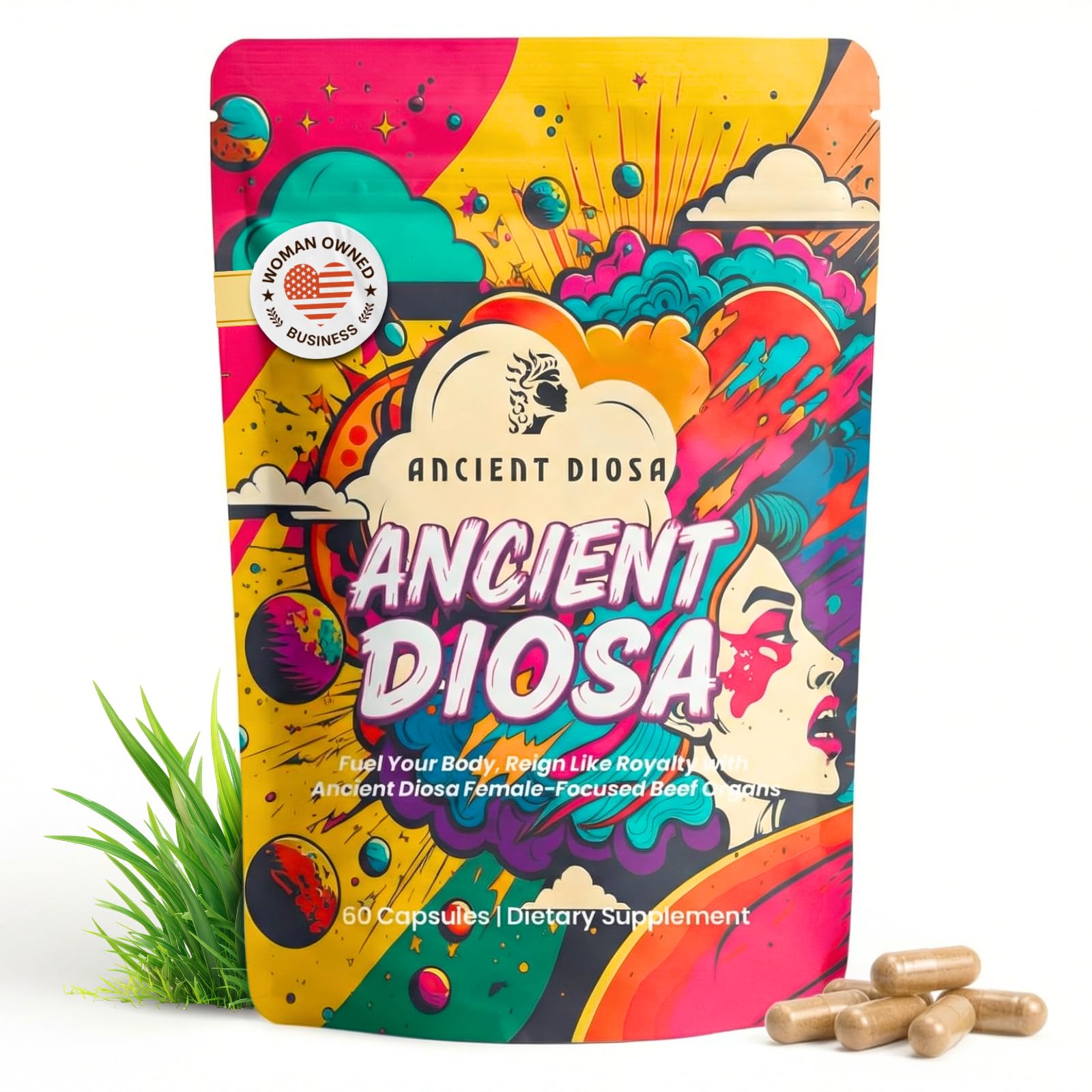 ANCIENT DIOSA Grass Fed Beef Liver Capsules - Female-Focused Organ Supplement with Liver, Heart, Ovary & Uterus - Supports Hormone Balance & Vitality, Whole Body Wellness - 60 Capsules ANCIENT DIOSA buy supplements canada
