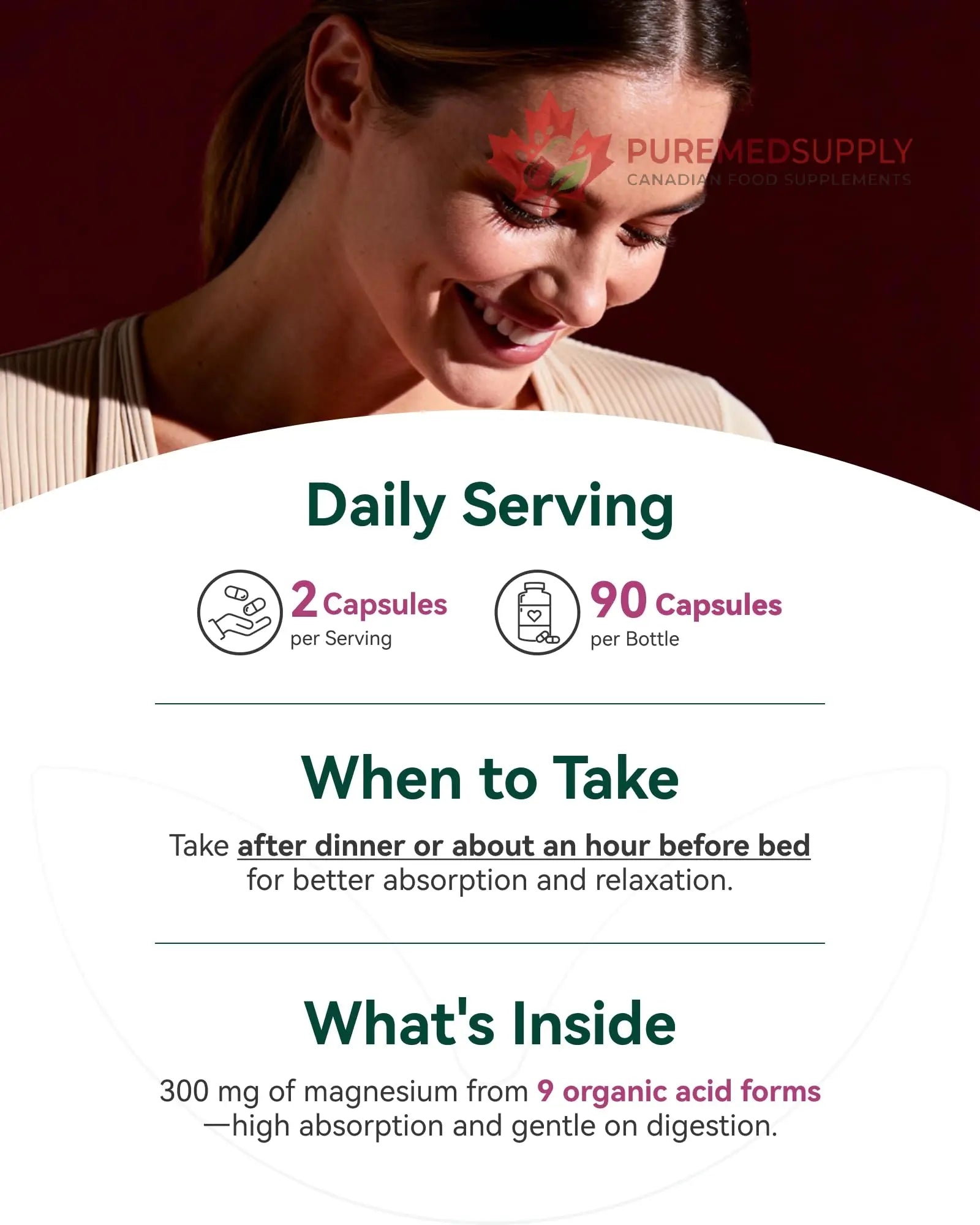 9-in-1 Magnesium Complex, 300mg Magnesium from 9 Organic Forms, Glycinate, Citrate, Malate, High Absorption for Sleep & Relaxation, Energy & Muscle Support, 90 Capsules Inner Brightness buy supplements canada