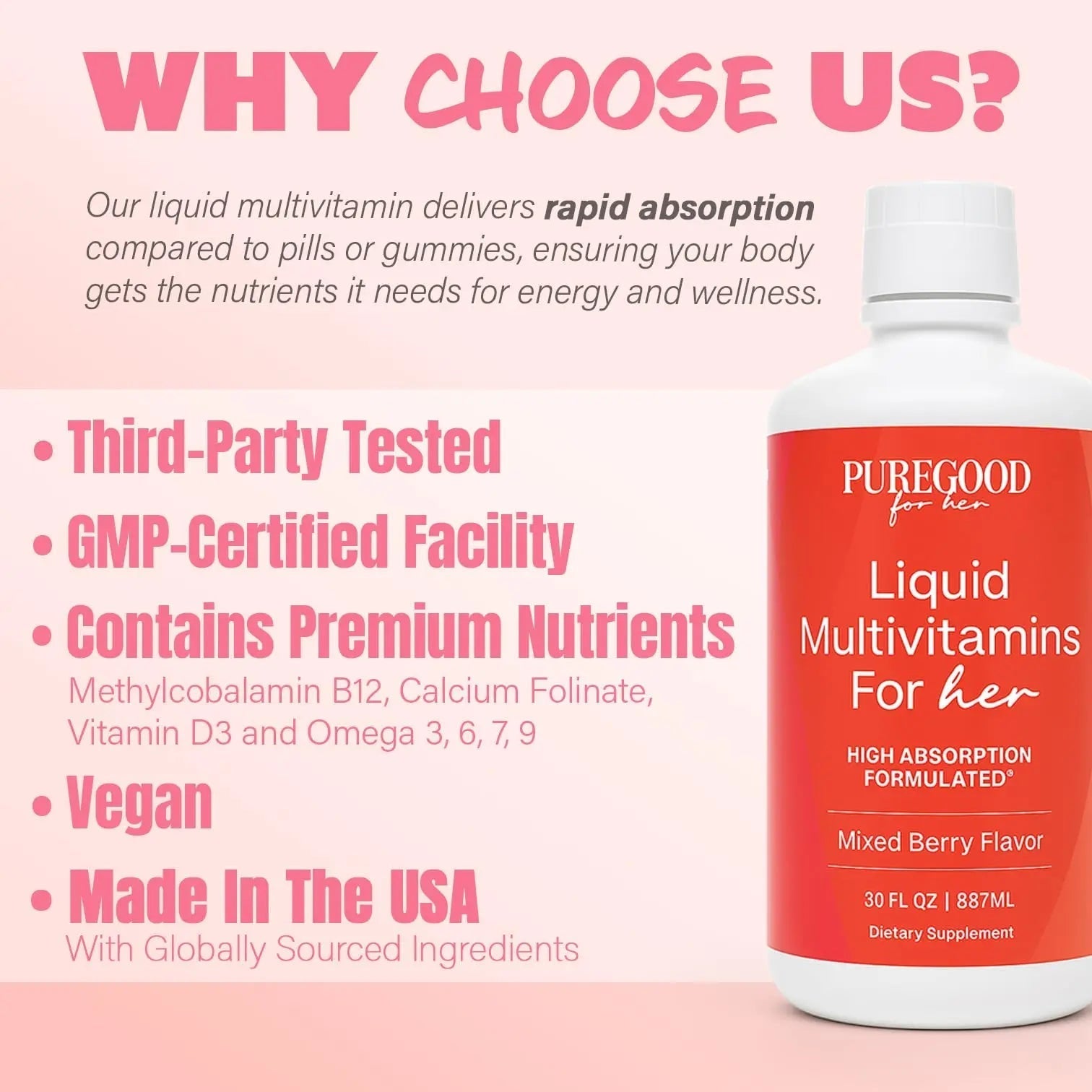 PureGood Women’s Liquid Multivitamin | 70+ Nutrients, Superfoods & Omegas | High Absorption Daily Supplement | PureGood buy supplements canada