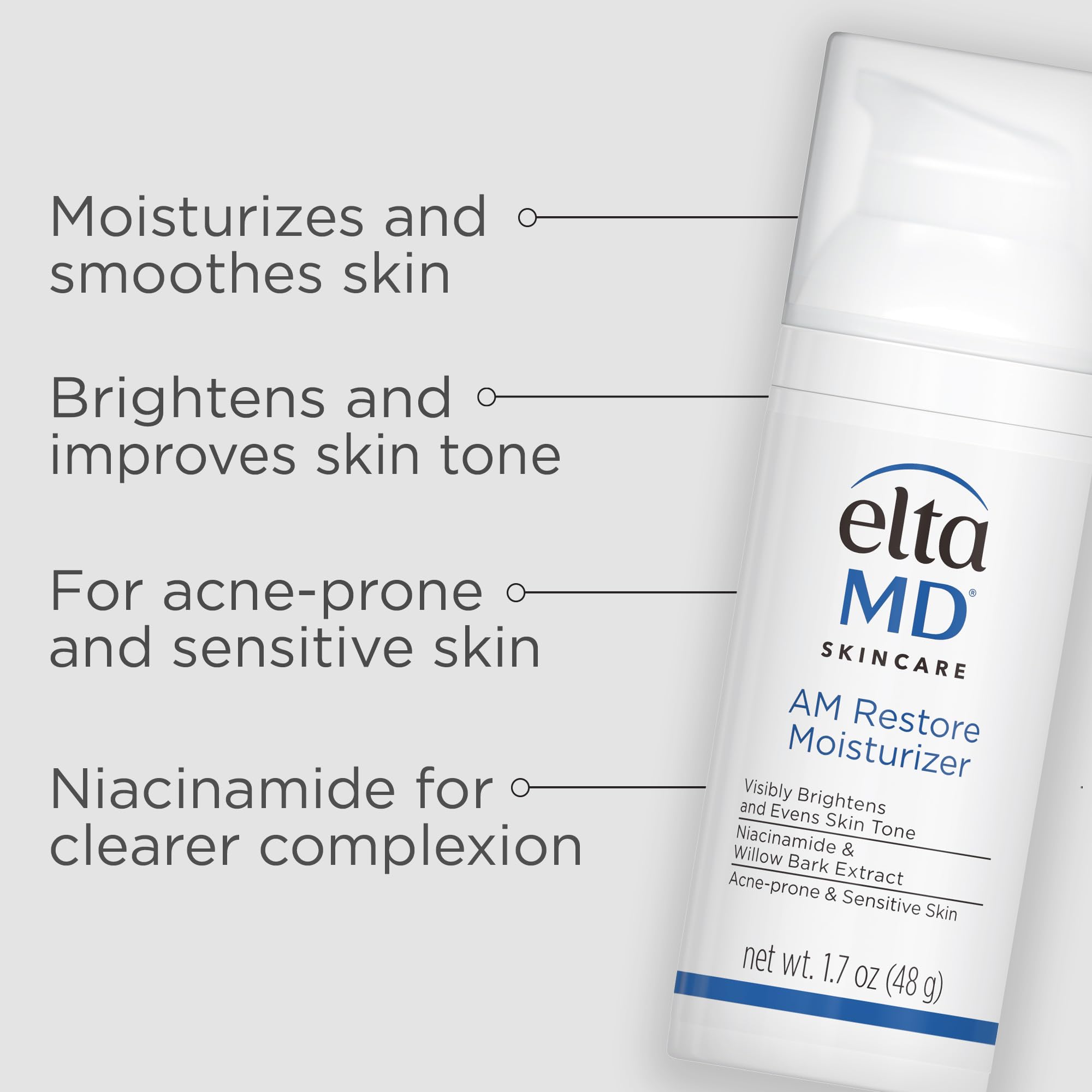 EltaMD AM Restore Face Moisturizer for Women and Men, Light Moisturizer Face Cream, Made with Niacinamide and Hyaluronic Acid, 1.7 oz Pump EltaMD buy supplements canada