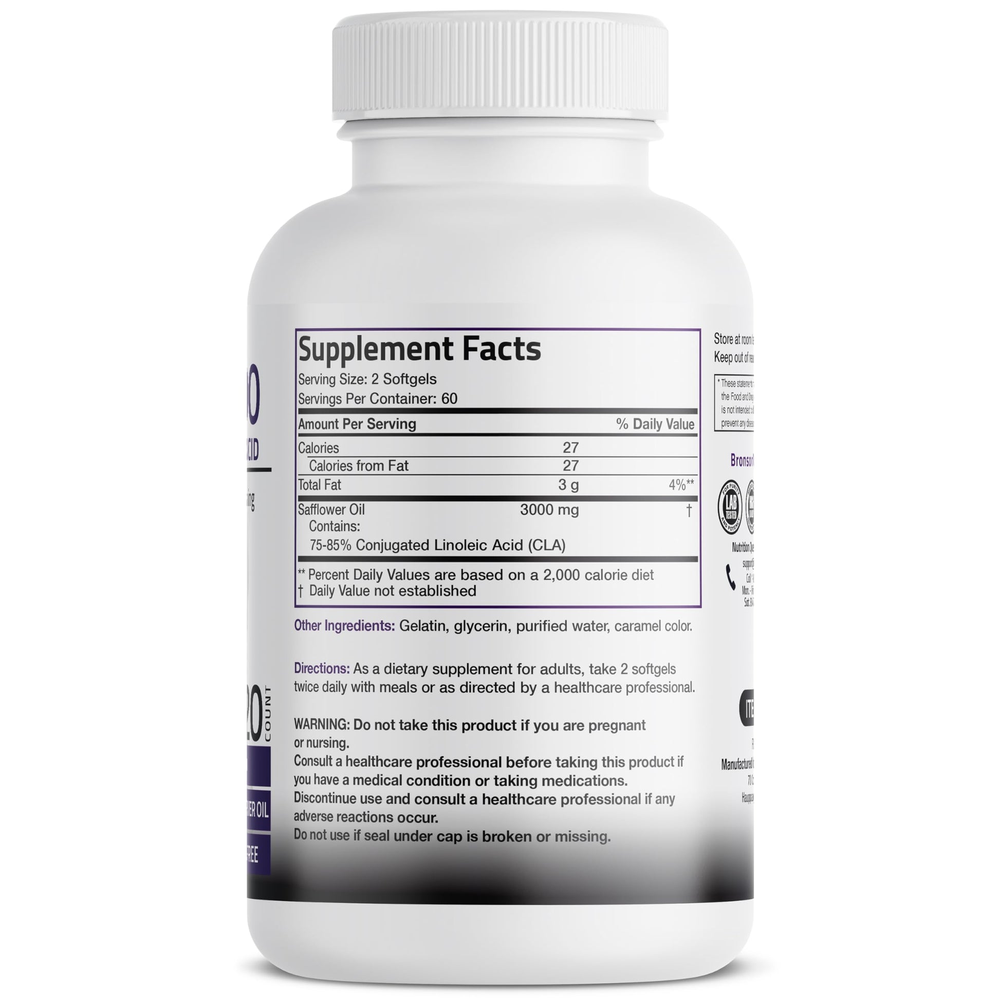 Bronson CLA 3000 Extra High Potency Supports Healthy Weight Management Lean Muscle Mass Non-Stimulating Bronson buy supplements canada