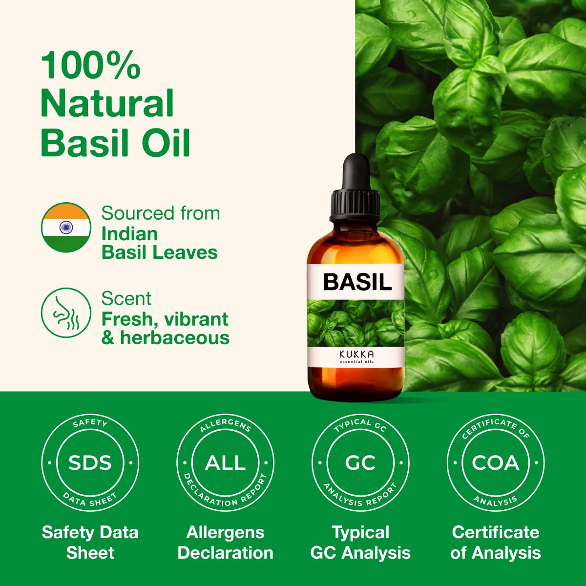Kukka Basil Essential Oil for Diffusers - Basil Essential Oil for Skin - Basil Oil for Aromatherapy, Skin, Fragrance KUKKA essential oils buy supplements canada