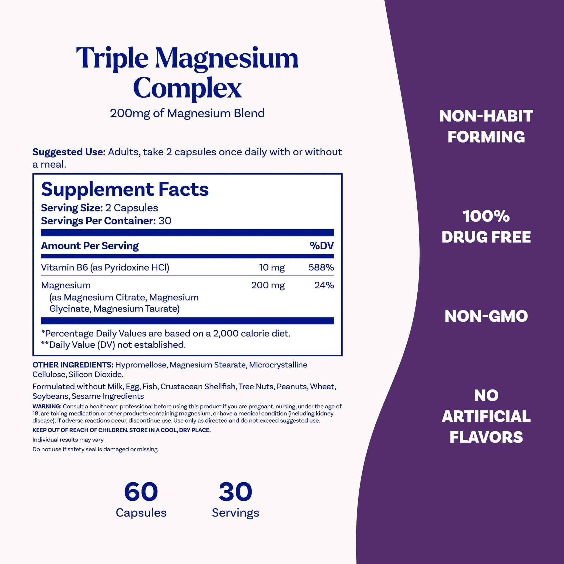 Natrol Triple Magnesium Complex Supplement, Glycinate, Citrate & Taurate 200mg High Absorption, Support Whole Body Wellness, 60 Capsules Natrol buy supplements canada