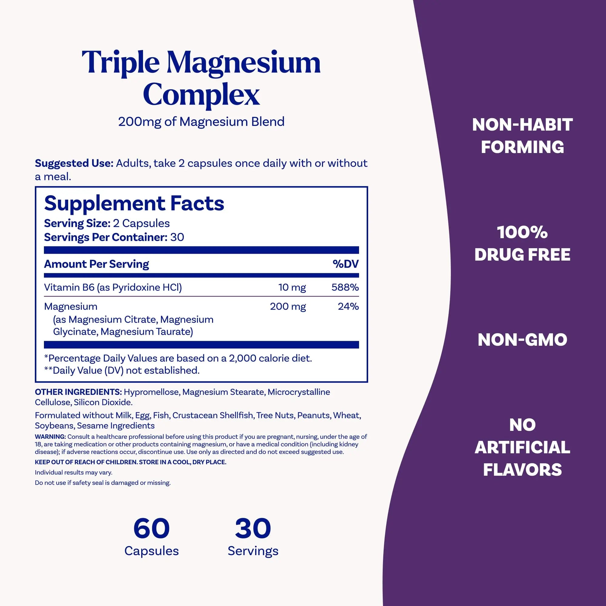 Natrol Triple Magnesium Complex Supplement, Glycinate, Citrate & Taurate 200mg High Absorption, Support Whole Body Wellness, 60 Capsules Natrol buy supplements canada