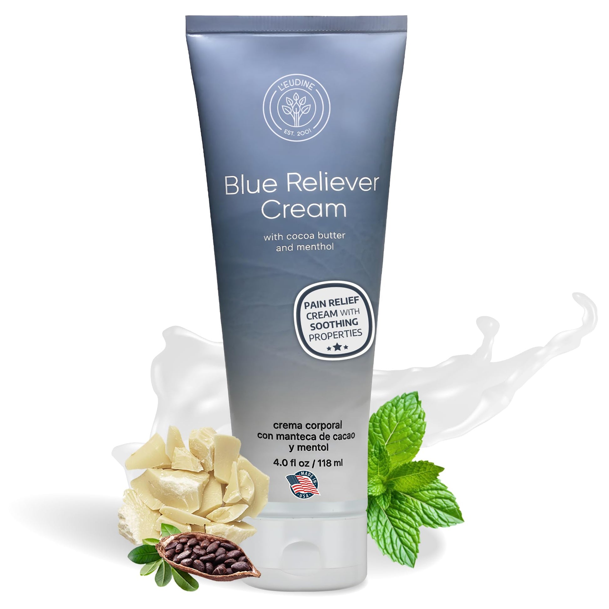 L'EUDINE Blue Reliever Cream – Joint and Muscle Therapy, Body Cream with Cocoa Butter and Menthol L'eudine buy supplements canada