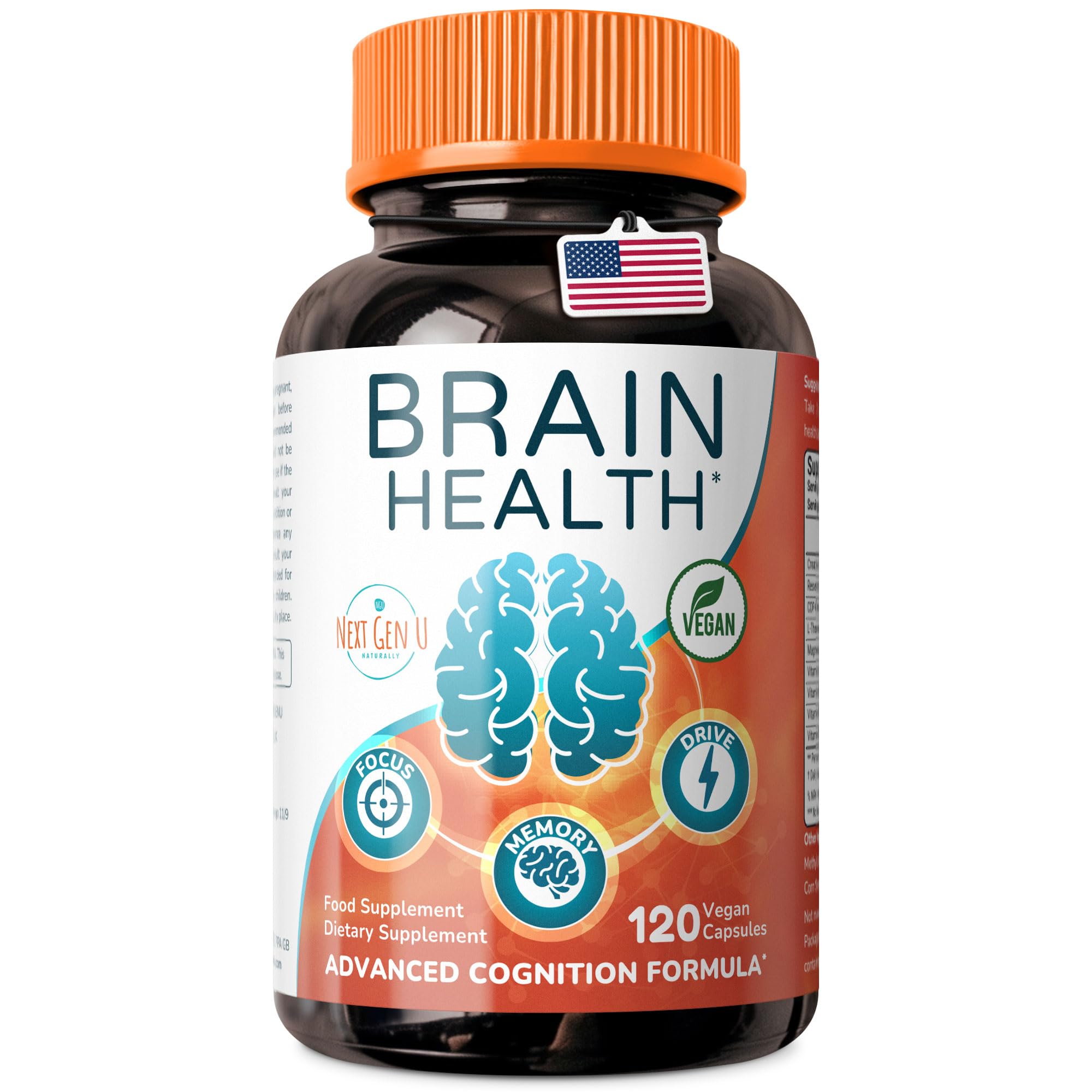 Brain Supplement - 120 Vegan Capsules - Dietary Nootropic May Help Memory, Cognitive Function & Focus - Formulation with Amino Acids, Polyphenols & B Vitamins - for Women, Men & Seniors - by NextGenU NGU Next Gen U buy supplements canada
