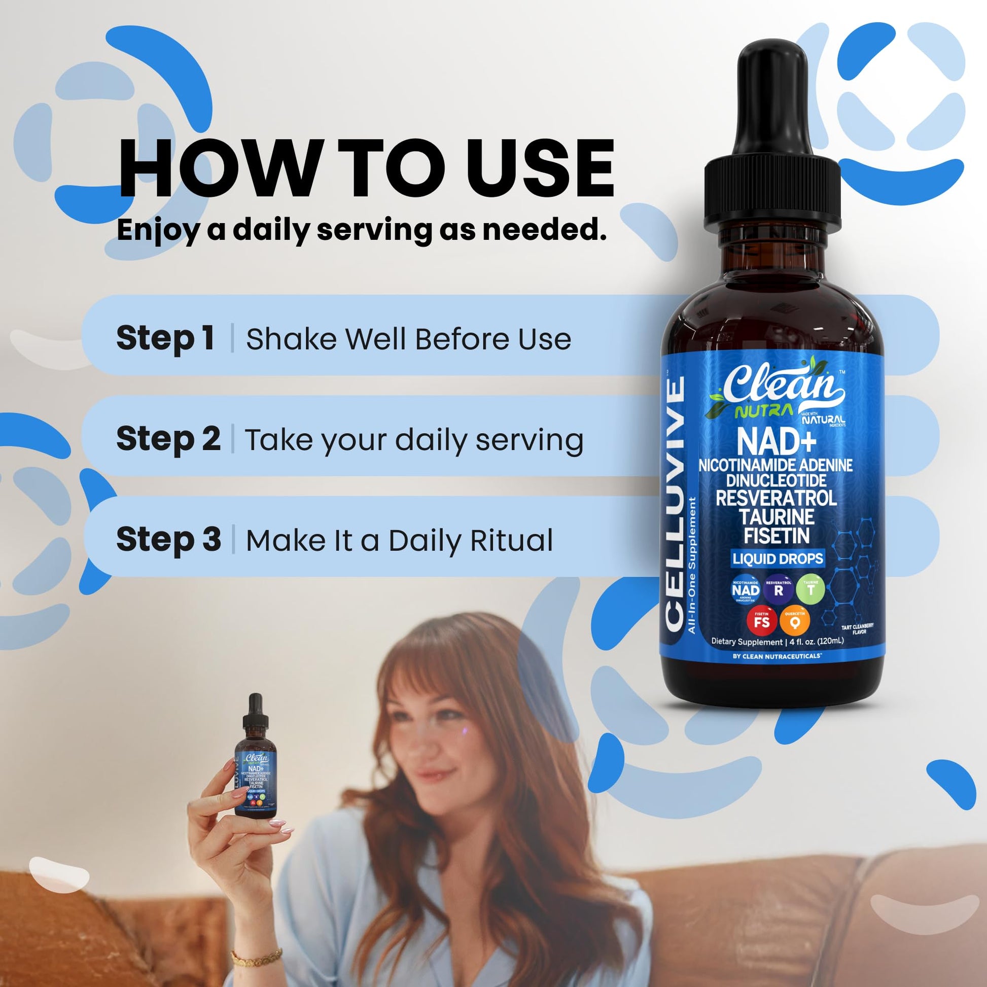 Clean Nutra NAD Liquid Supplement Drops Resveratrol Polyphenols Liposomal Taurine Fisetin Grape Seed Extract Japanese Knotweed Fo Ti Anti Aging NAD+ Nicotinamide Adenine Dinucleotide for Women & Men Clean Nutraceuticals buy supplements canada