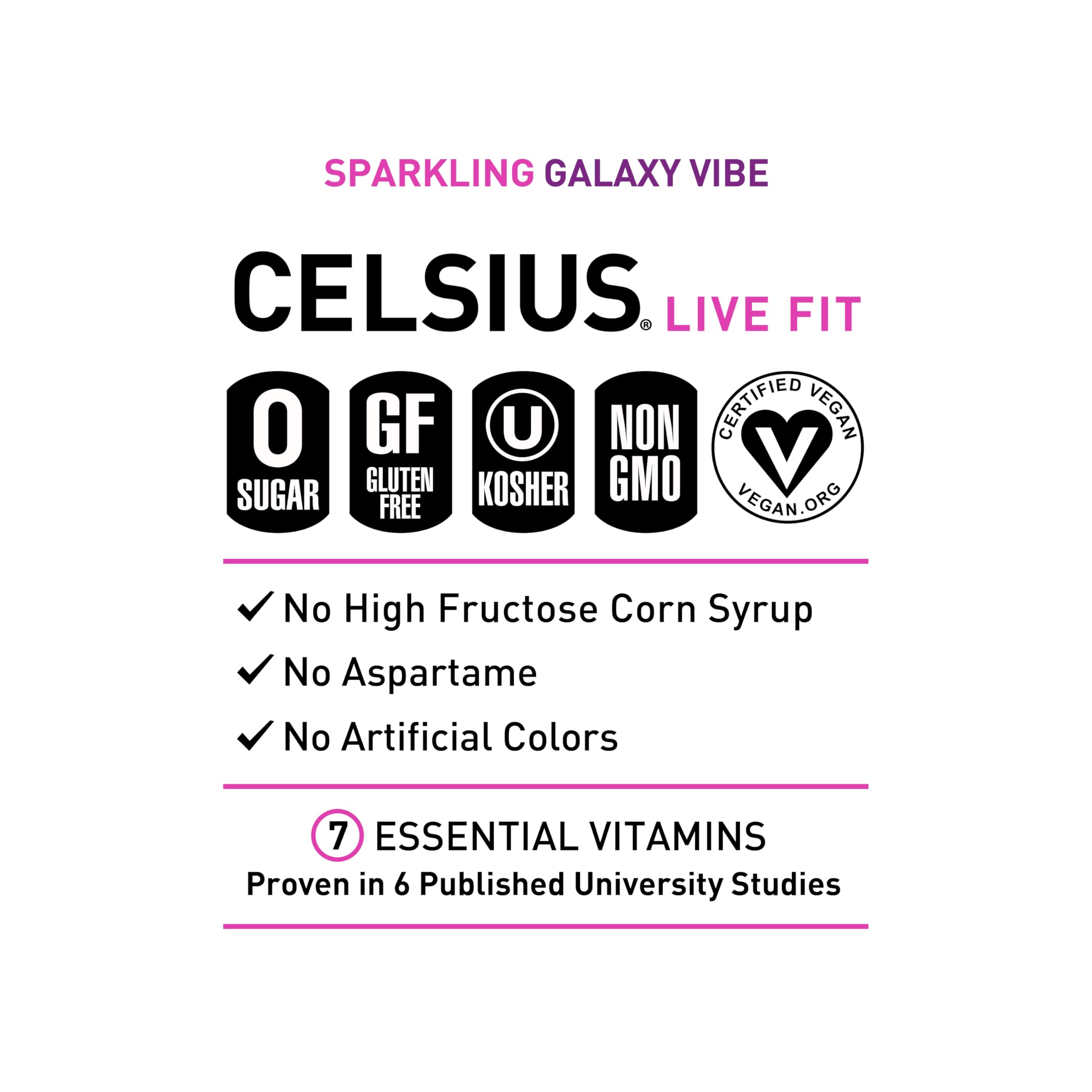 CELSIUS Sparkling Galaxy Vibe, Functional Essential Energy Drink 12 Fl Oz (Pack of 12) CELSIUS buy supplements canada