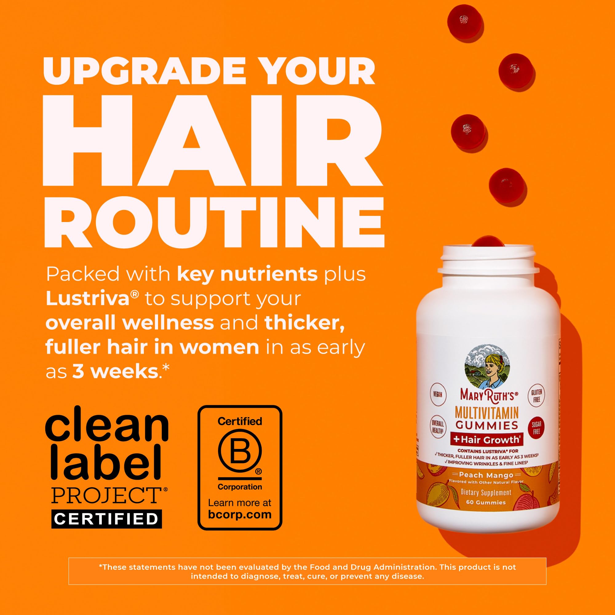 MaryRuth's Multivitamin + Hair Growth Gummies | with Lustriva® | Biotin 10000mcg | B Vitamins | Formulated for Thicker Hair, Wrinkles, Fine Line MARYRUTH'S buy supplements canada