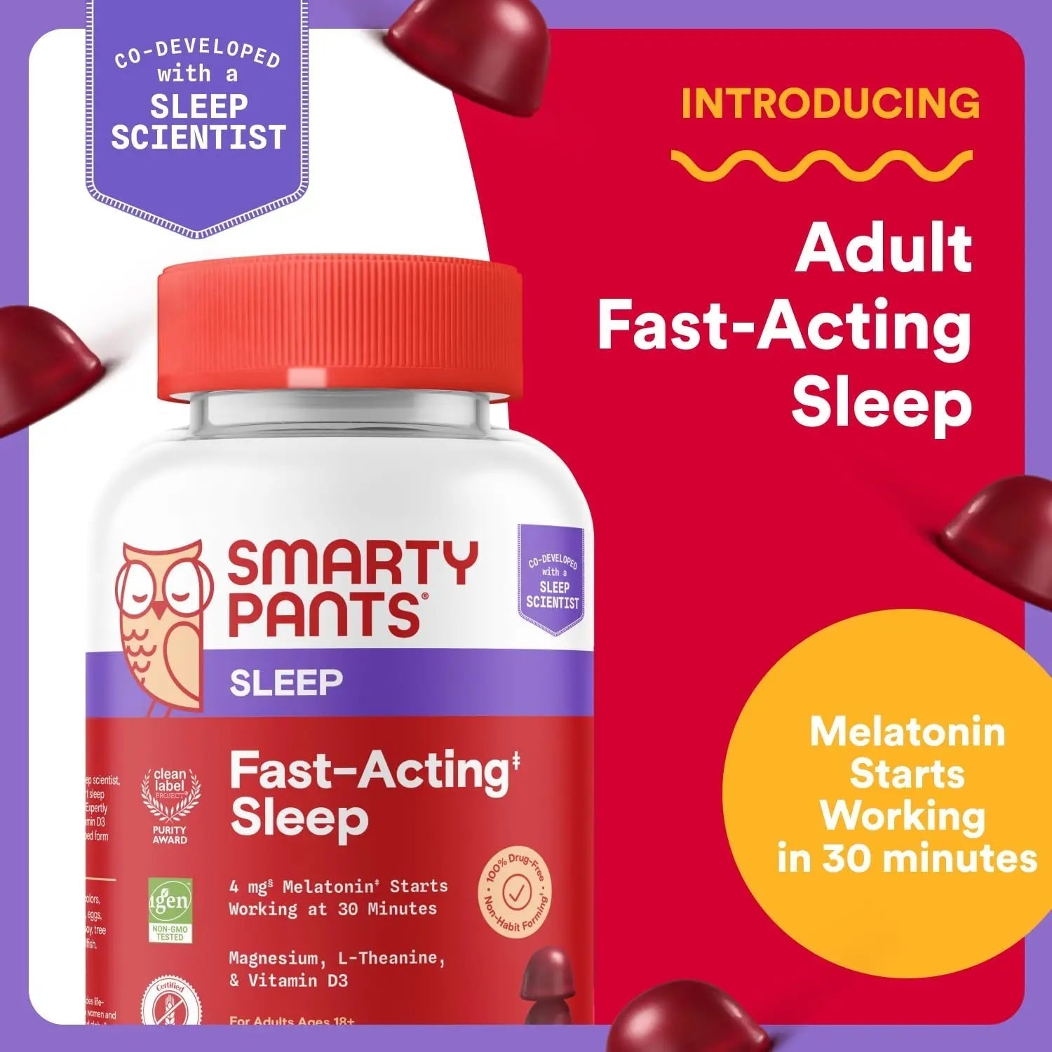 SmartyPants Adult Sleep Gummies with Melatonin: Magnesium & L-Theanine, Drug-Free, Non-Habit Forming Sleep Aid SmartyPants buy supplements canada