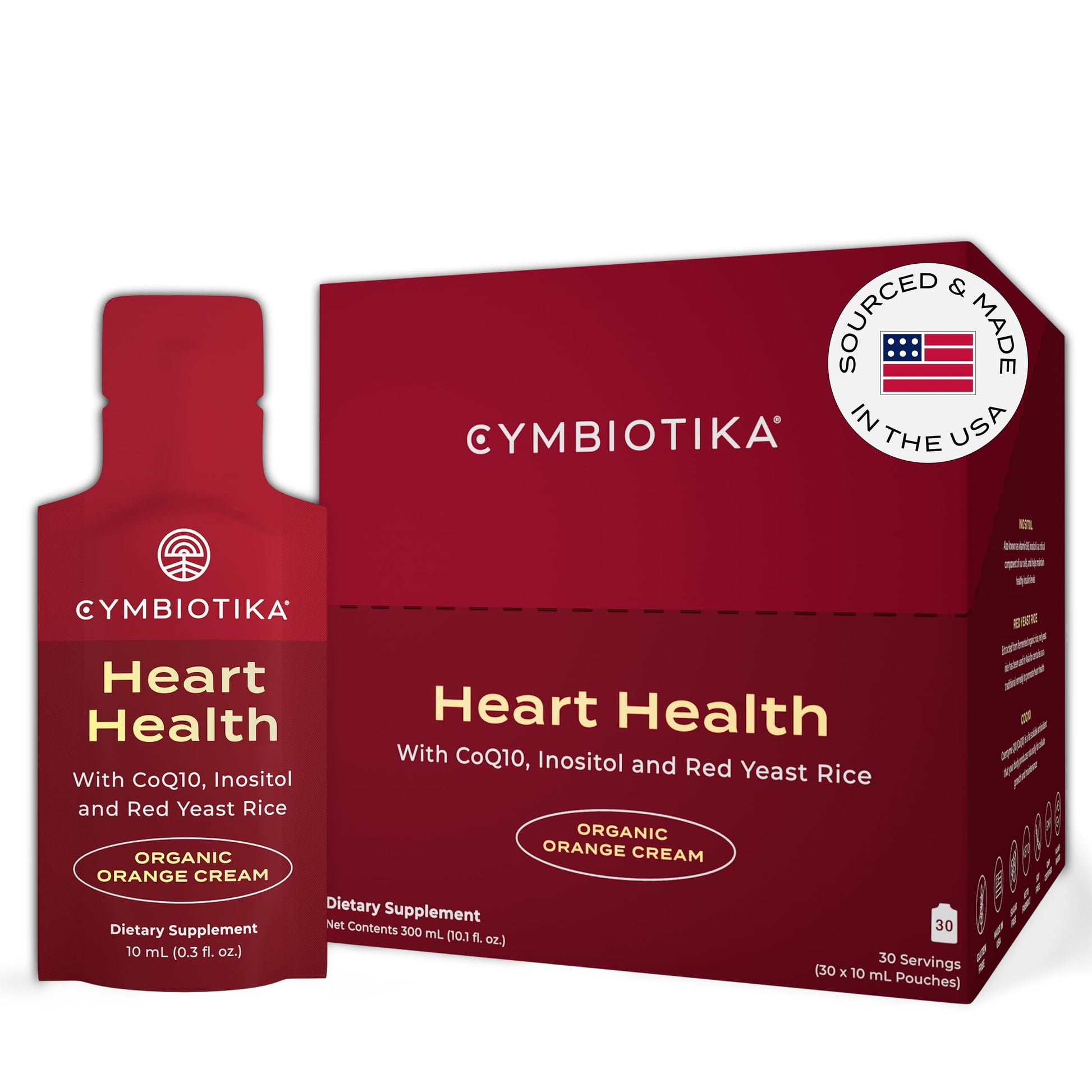 CYMBIOTIKA Heart Health Supplement with CoQ10, Red Yeast Rice & Inositol, Gluten Free Supplements to Support Circulation & Aging, Organic Orange Cream Flavor, 30 Pack CYMBIOTIKA buy supplements canada