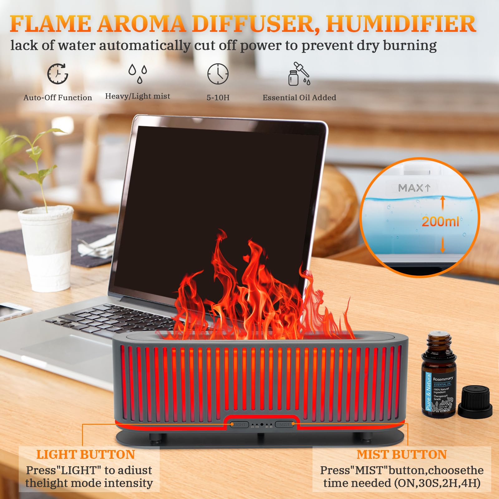 Comfynest Colorful Flame Fire Fireplace Diffuser with 6 Essential Oils Set, Ultrasonic 200ml Essential Oil Comfynest buy supplements canada