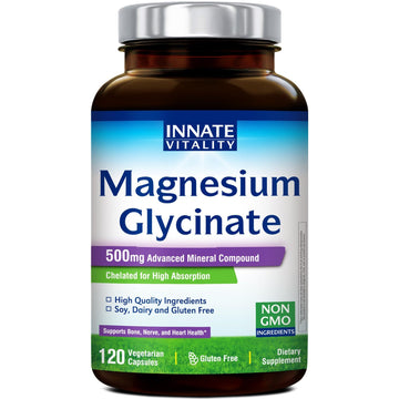 Innate Vitality Magnesium Glycinate 500mg | 70mg Elemental Magnesium Supplement - High Absorption, Non Buffered, Non-GMO & No Gluten - Vegan - Nerve Health - 120 Capsules (Pack of 1) Innate Vitality buy supplements canada