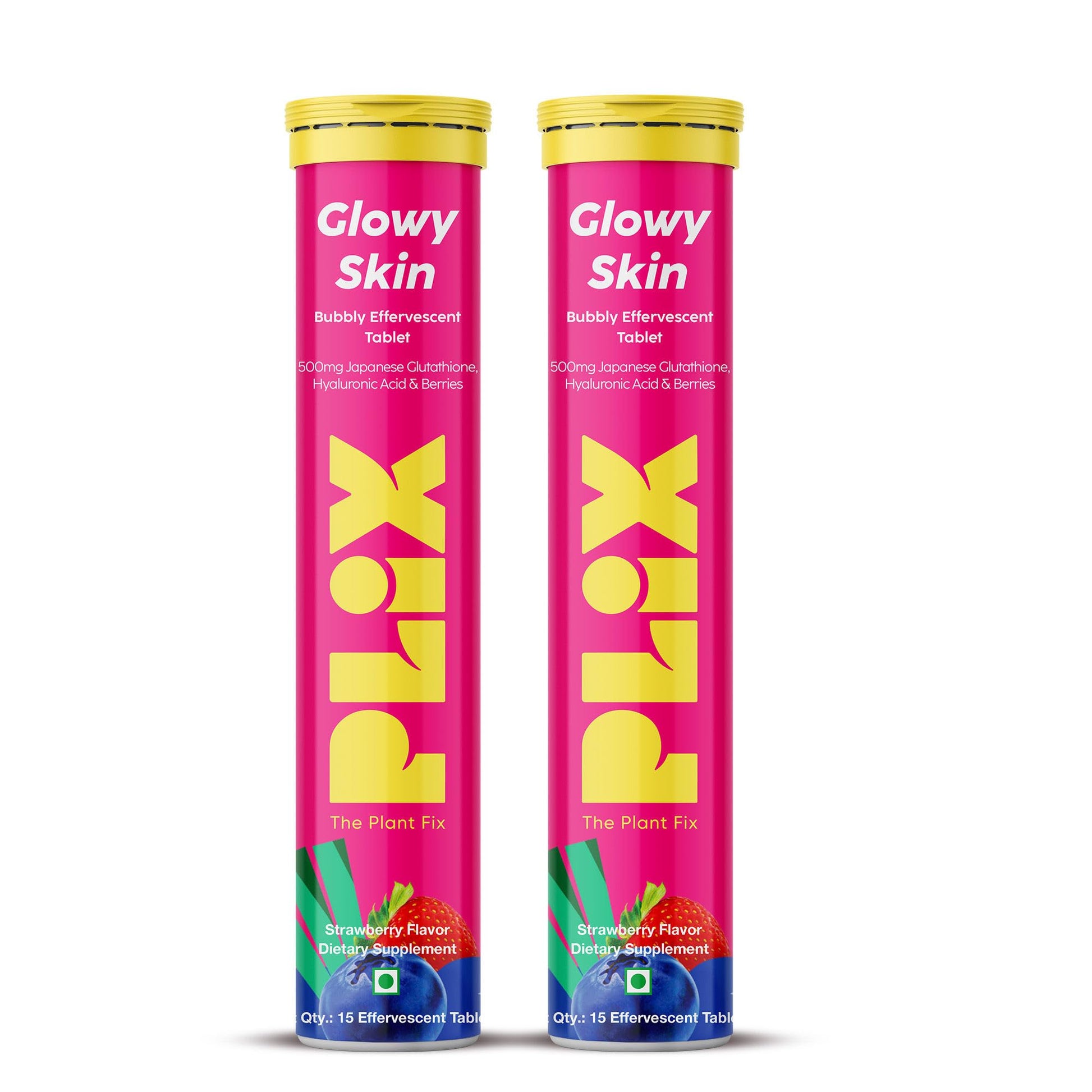 PLIX Glowy Skin 500mg Glutathione Supplement with Hyaluronic Acid, Vitamin C, E & Berries | 30 Effervescent Tablets, Strawberry Flavor PLIX - THE PLANT FIX buy supplements canada