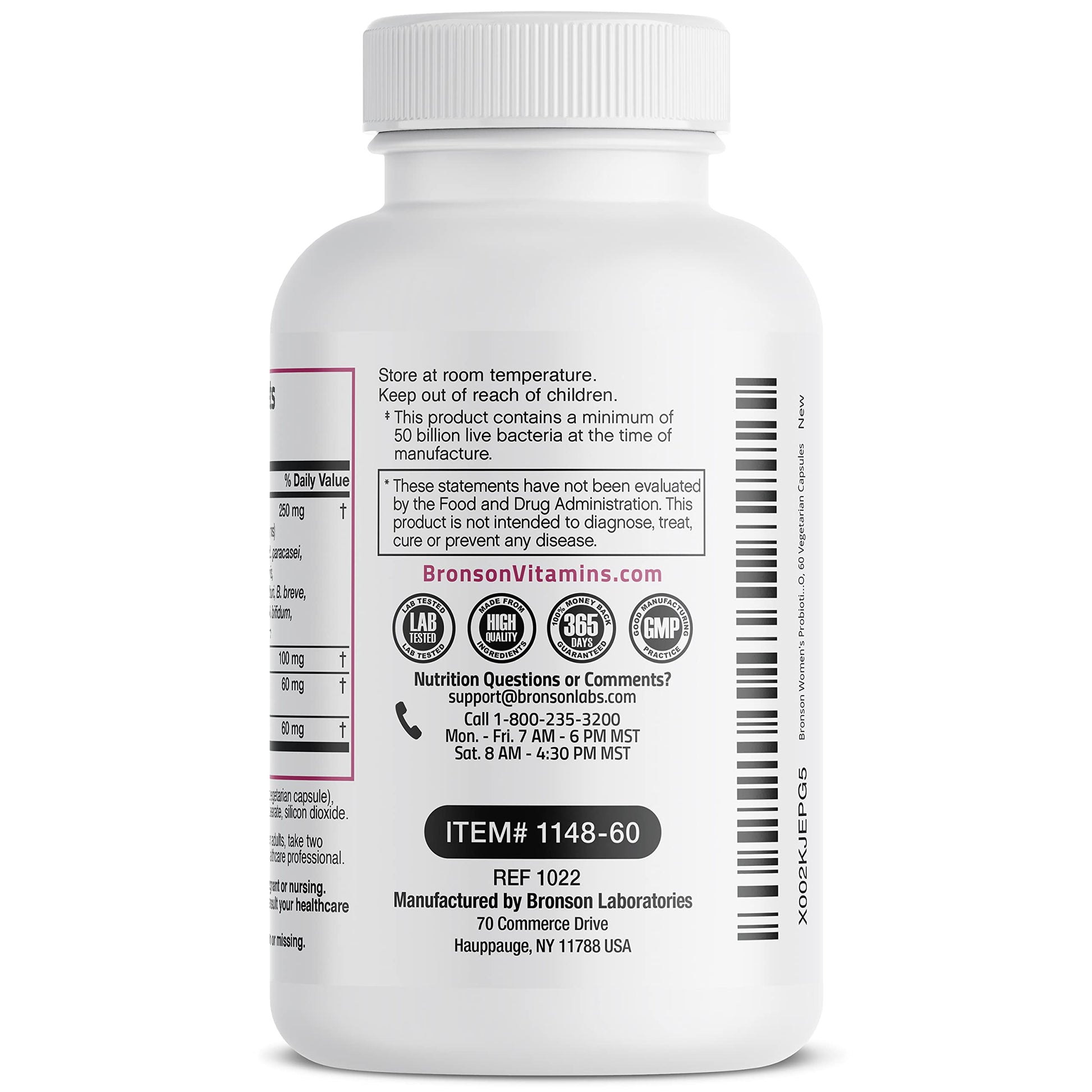 Bronson Women's Probiotic 50 Billion CFU + Prebiotic with Cranberry & D-Mannose – Vaginal Health, Healthy Digestion, Immune Function and Urinary Tract Support, Non-GMO, 60 Vegetarian Capsules Bronson buy supplements canada